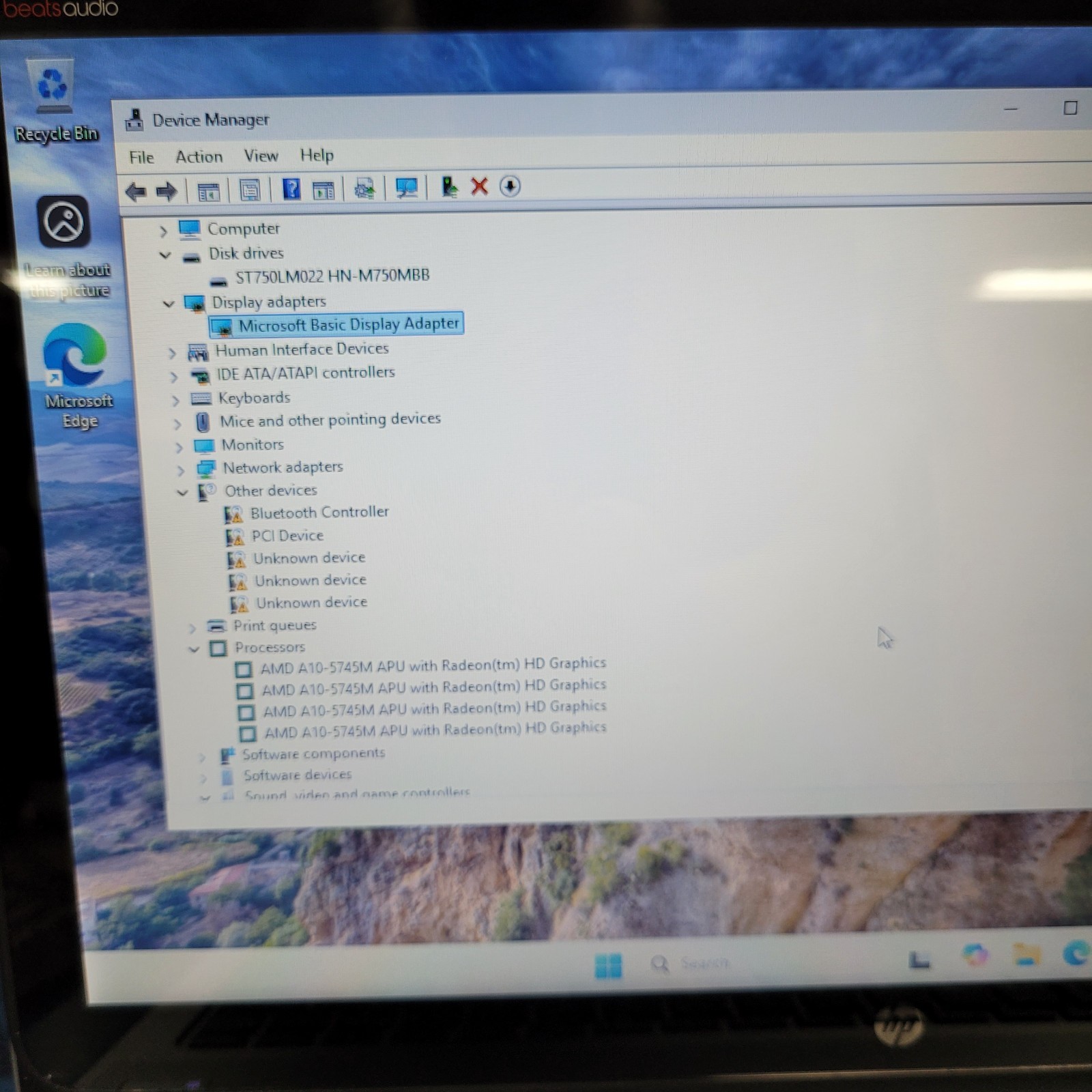 HP ENVY M6-K022DX / AMD 10-5745 @2.10GHz /6 GB RAM/ 750 GB HDD WINDOWS 11