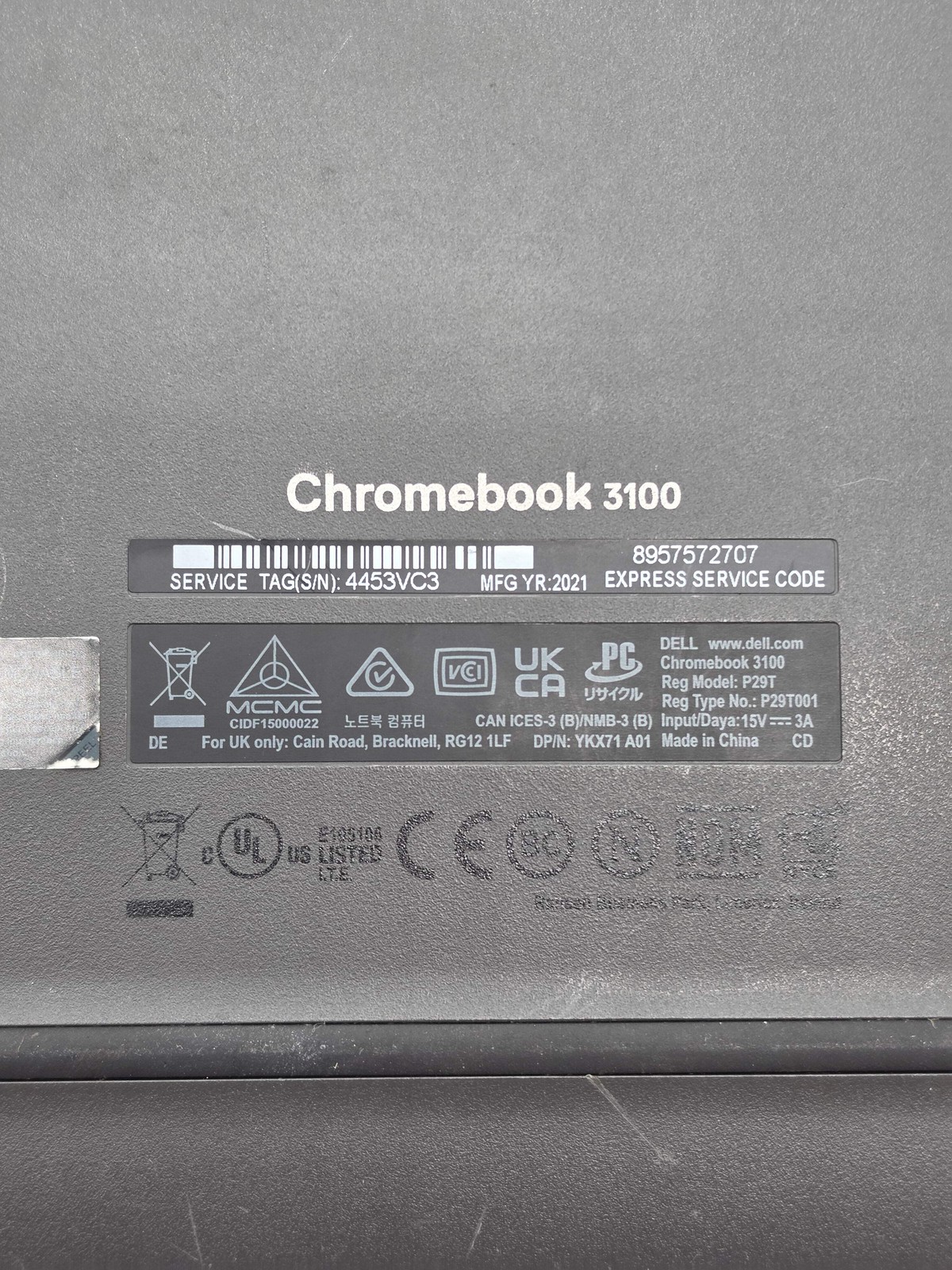 Dell Chromebook 3100 11.6-inch 32GB Intel Celeron Laptop P29T001 Used