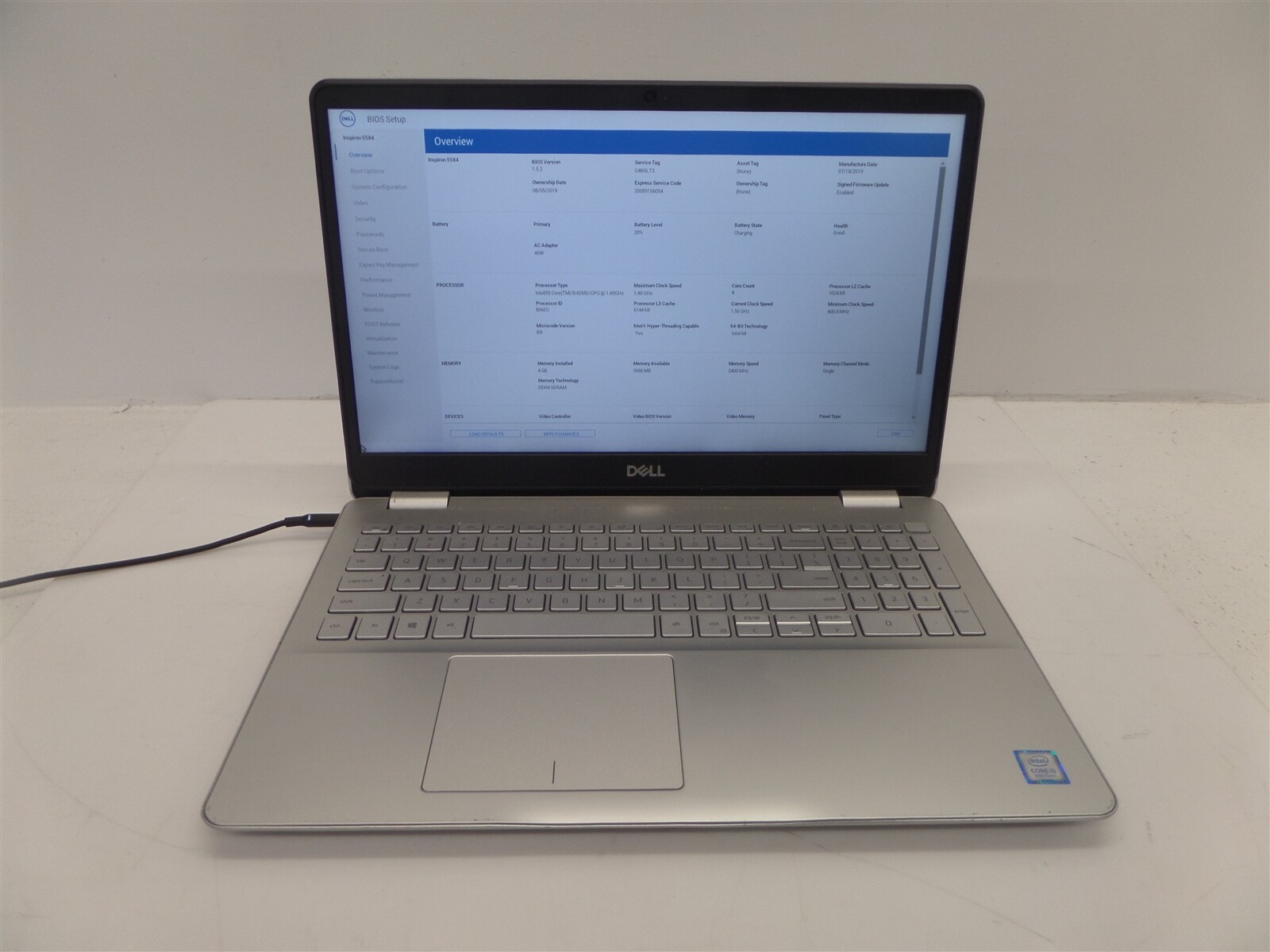 Dell Inspiron 5584 15.6in Intel I5-8265U 1.60GHz 4GB RAM 256GB SSD Windows 11
