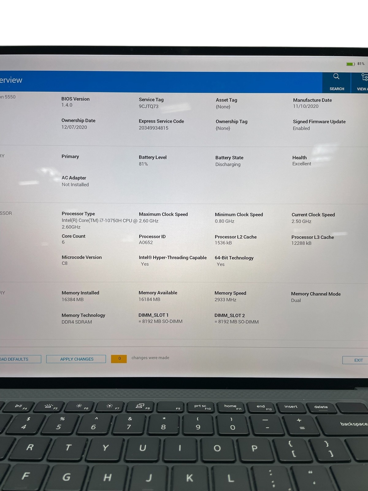 Dell Precision 5550 15″ – i7 2.6GHz – 16GB RAM – 256GB SSD – Grade D