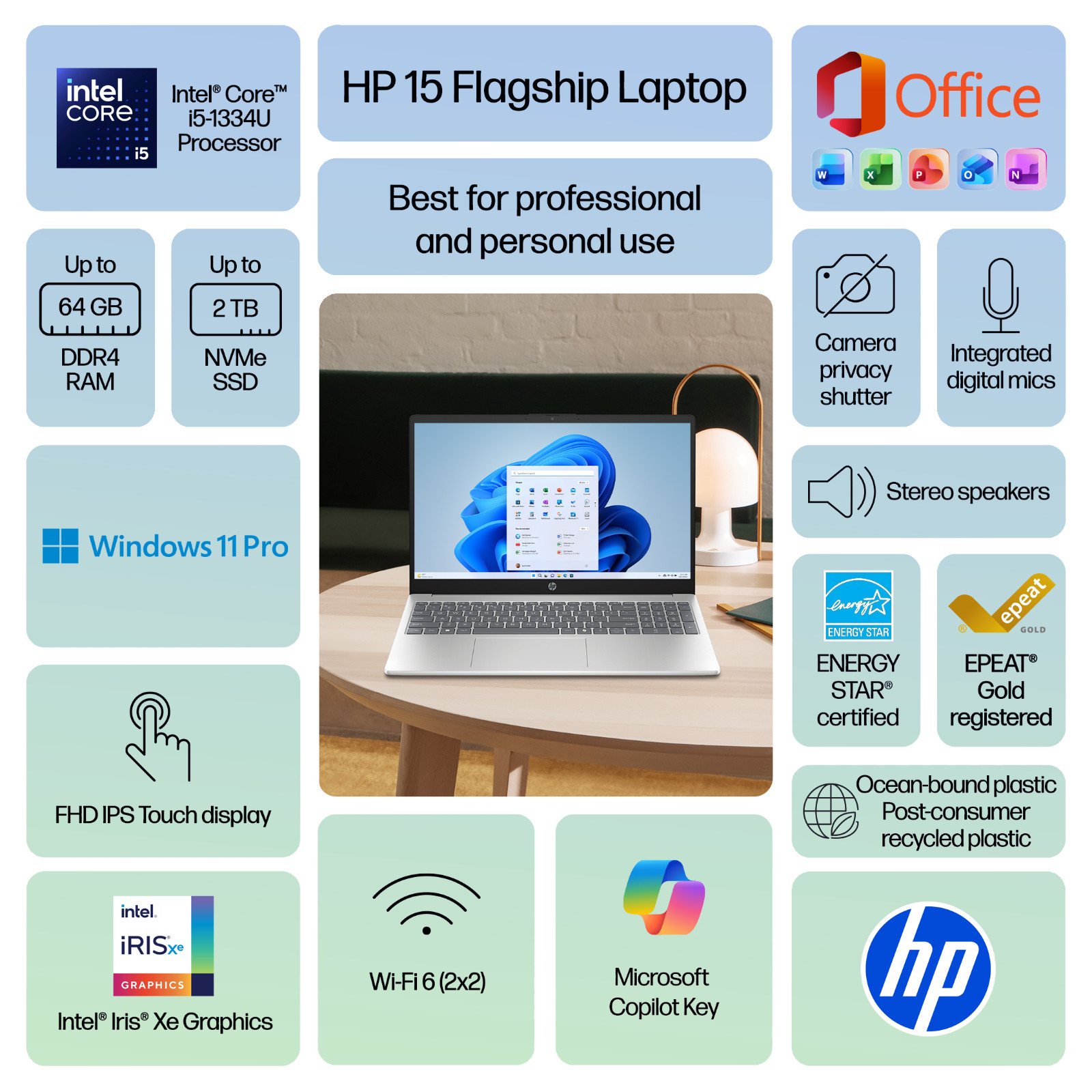2026 HP Laptop Computer 15.6″ Touch 10-Core Intel i5 Up 64GB RAM 2TB SSD Win Pro