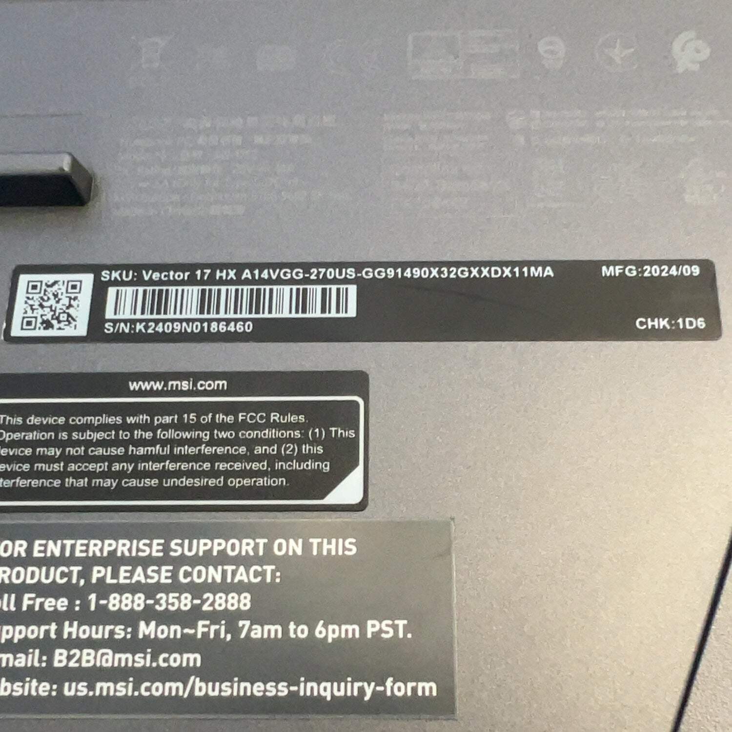 MSI Vector 17 HX A14VGG 17.3″ i9-14900HX 32GB RAM 1TB SSD GeForce RTX 4070
