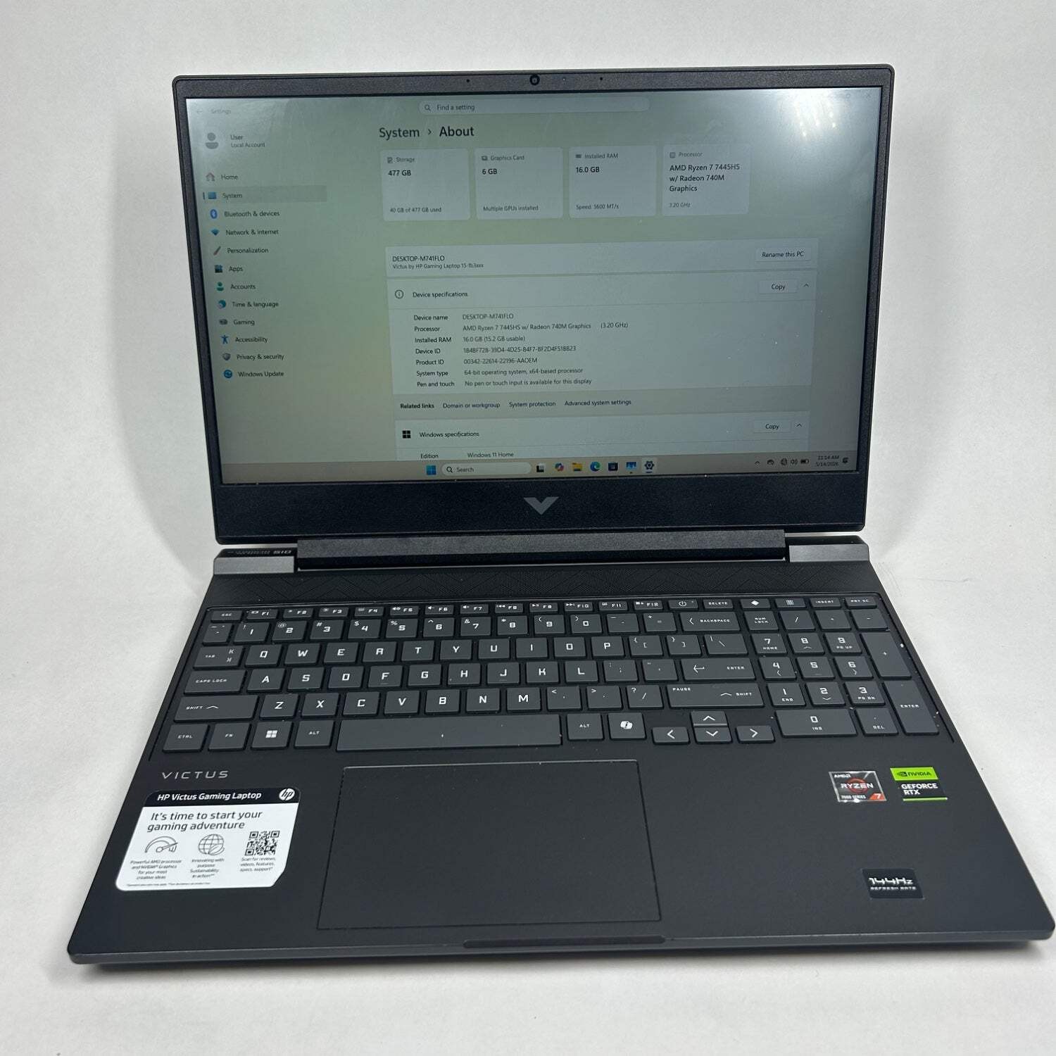 HP Victus BM4X8UA 15.6″ Ryzen 7 7445HS 16GB RAM 512GB SSD GeForce RTX 4050