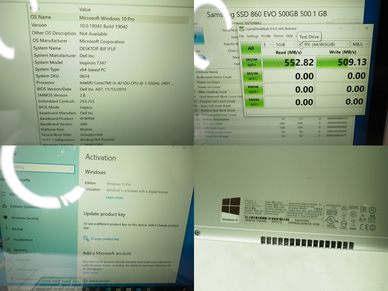 DELL INSPIRON 13-7347 2n1 1.70GHz i5-4210u 8GB~500GB SSD 13.3″ Win10Pro READ