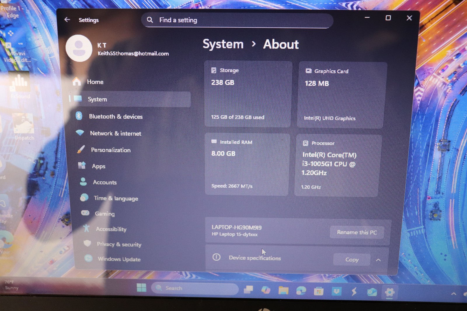 HP 15.6″ 15-dy1031wm Intel i3-1005G1, 8GB RAM, 256GB SSD, Windows 11 Home