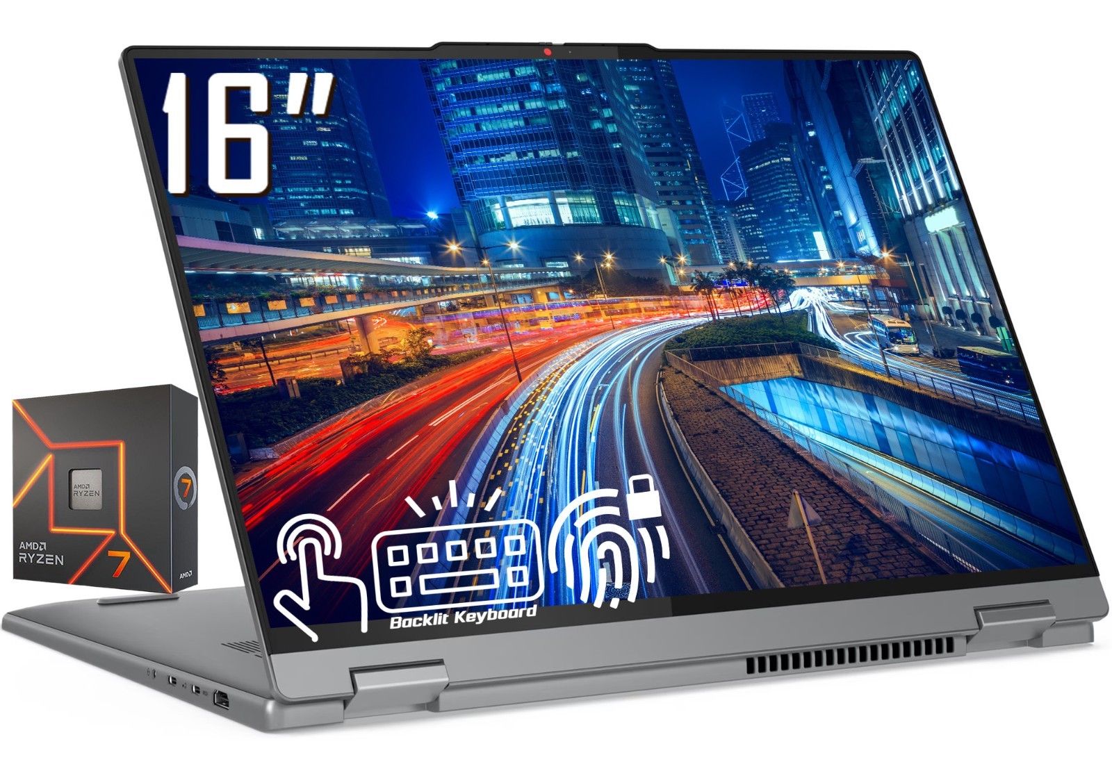 Lenovo IdeaPad 5 16″ Touchscreen 2-in-1 Laptop AMD Ryzen 7 8845HS 16GB 2TB SSD