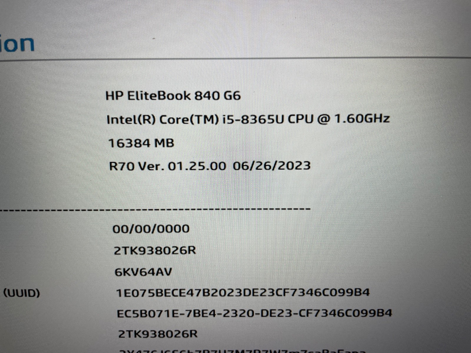HP EliteBook 840 G6 _ i5-8365U _ Missing Parts