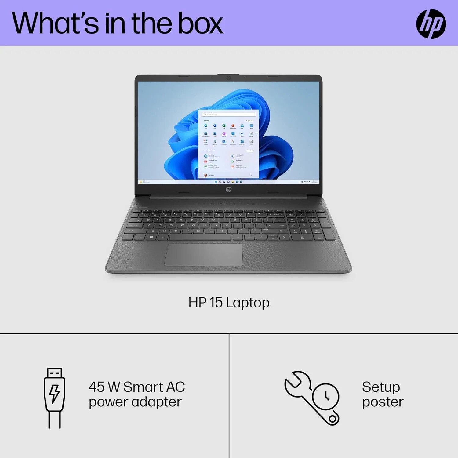 HP 15 inch Laptop Full HD Intel i3-1215U 8GB 128GB Windows 11 Home in S Mode
