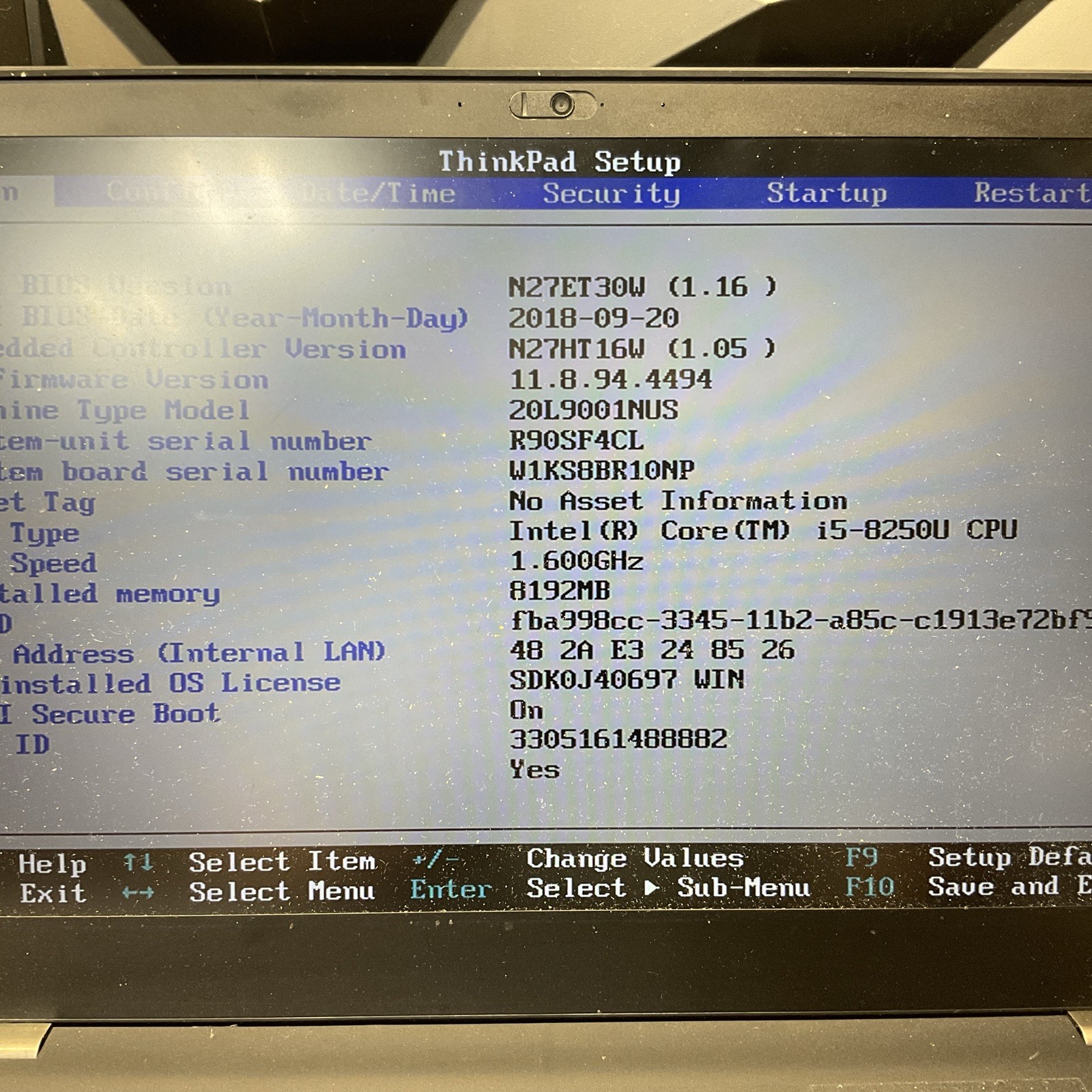 Lenovo ThinkPad T580 / i5 8th Gen / BIOS Unlocked / No RAM / No SSD / O20