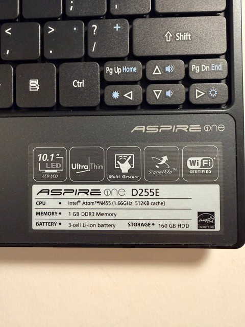 Acer Aspire One D255E Laptop Atom N455 1GB DDR3 160GB HD Battery not working