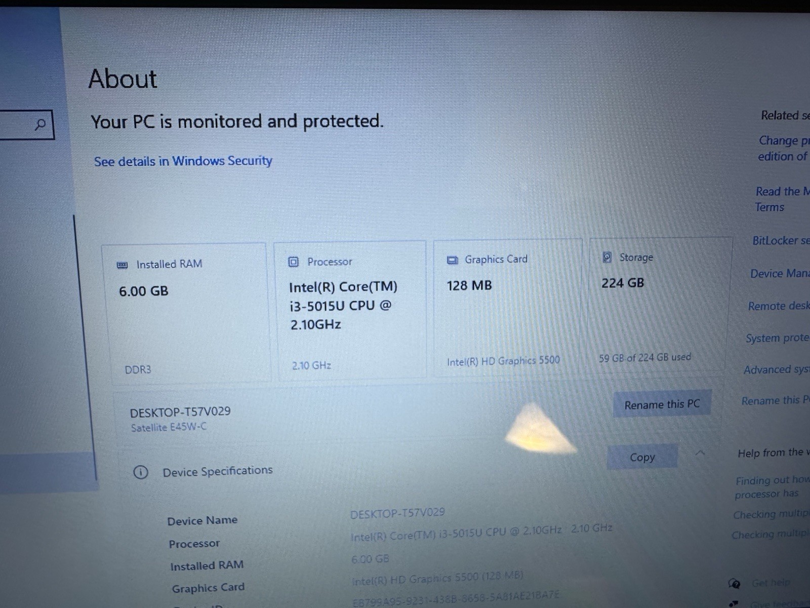 Toshiba Satellite E45W-C4200X 14in. (256GB, Intel Core i3 5th Gen., 2.1GHz, 6GB)