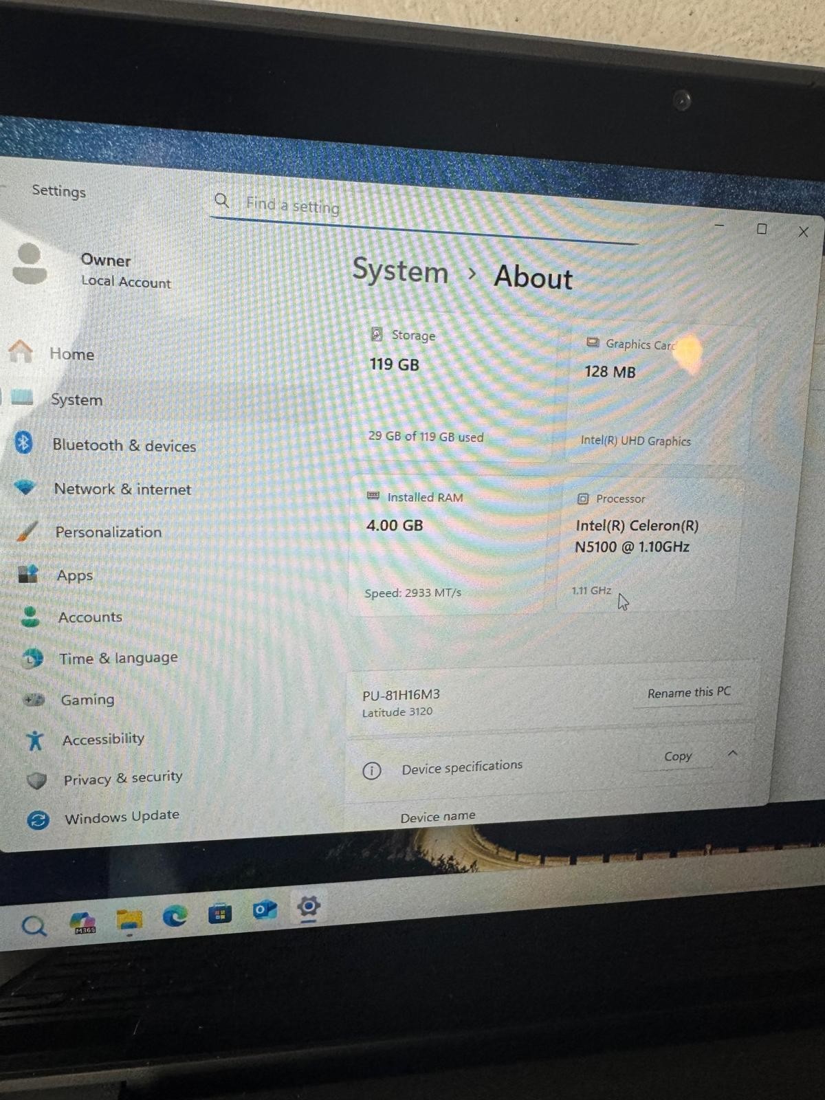 Dell Latitude 3120 Intel Celeron N5100 128GB SSD, 4GB RAM, 1.10 GHz Laptop #5090