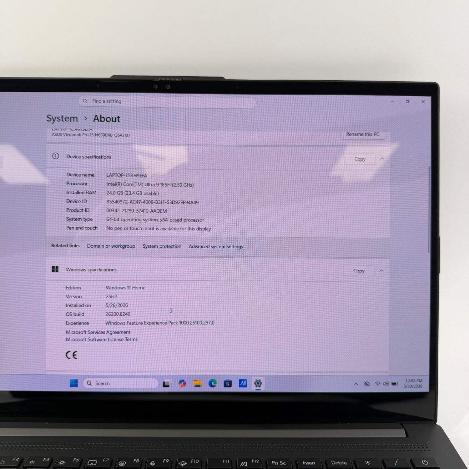 Asus Vivobook Pro 15 Core Ultra 9 185H 2.5GHz 24GB RAM 2TB SSD READ