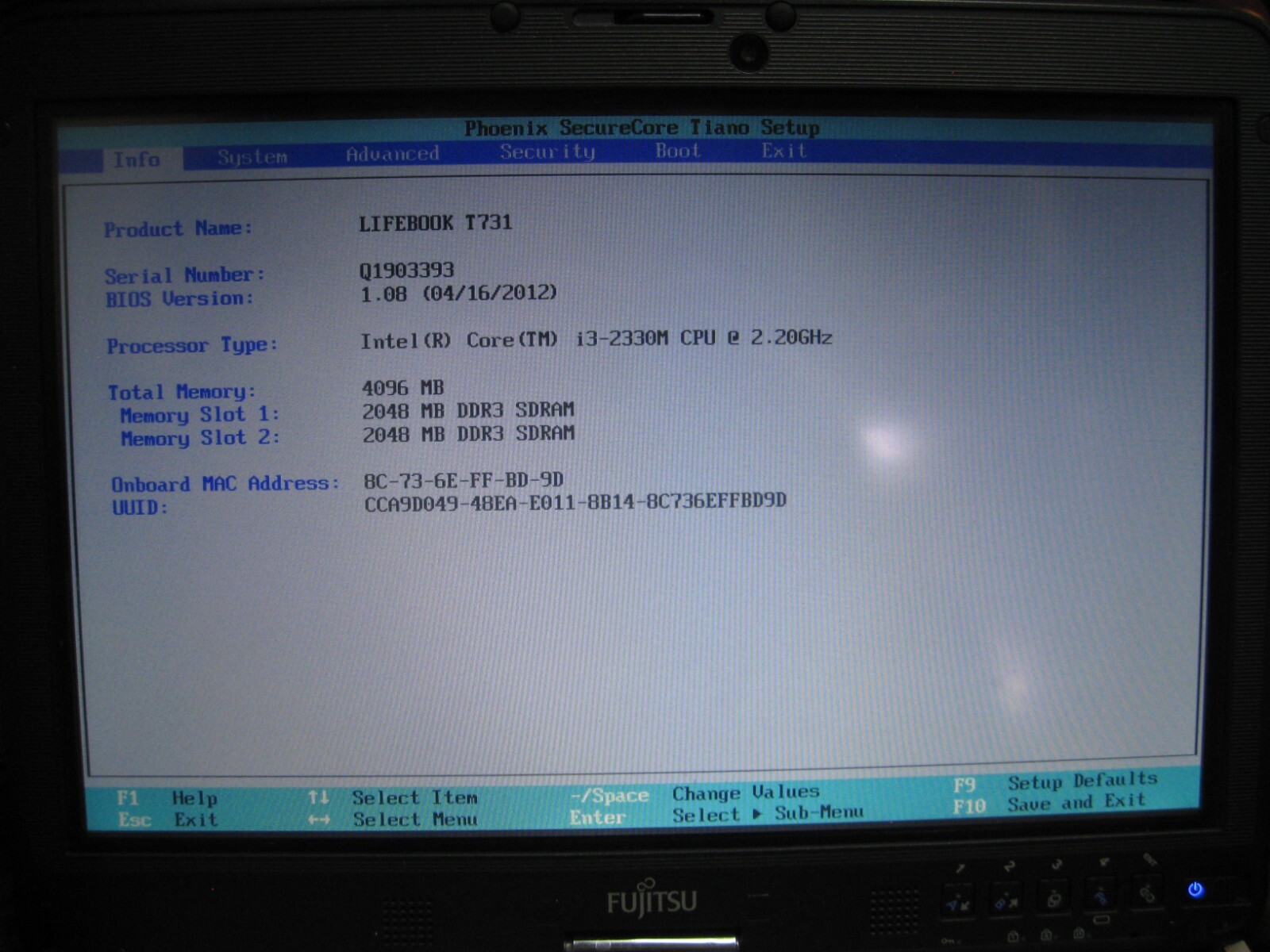 Fujitsu Lifebook T731 i3-2330M 2.2GHz 4GB 250GB HDD Touch Webcam Laptop NO OS