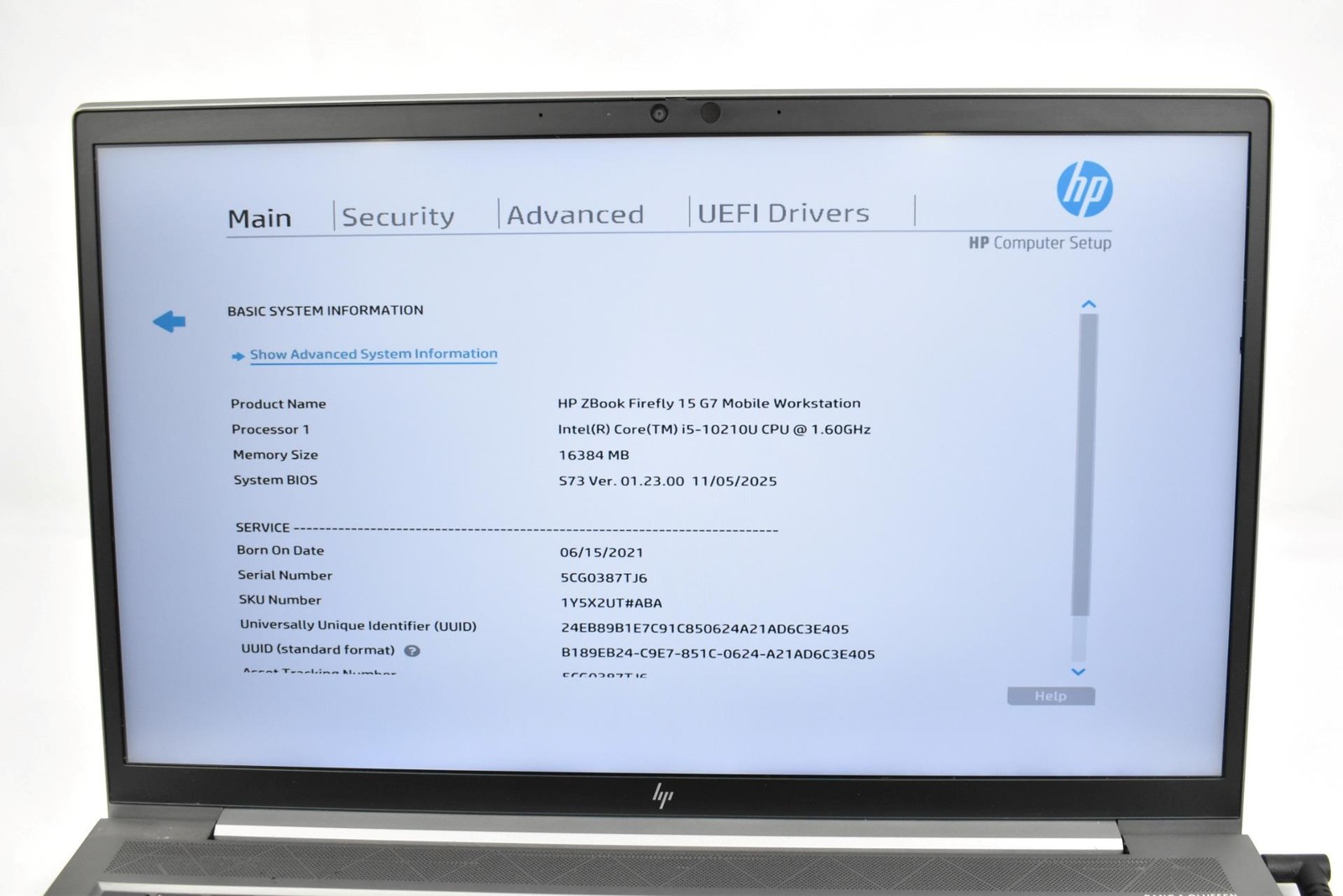 HP Z Book Firefly 15 G7 i5-10210U 1.6GHz 16GB 256GB SSD 15.6″ No OS *See Detail*