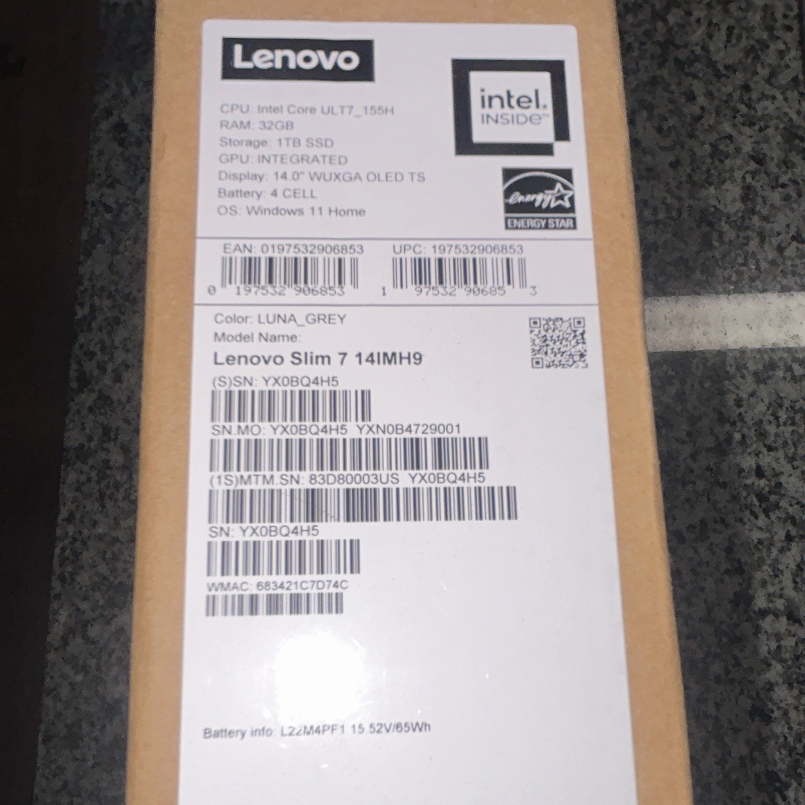 Lenovo Slim 7 14IMH9 14in Core Ultra 7 155H 32GB 1TB SSD Win11 Home