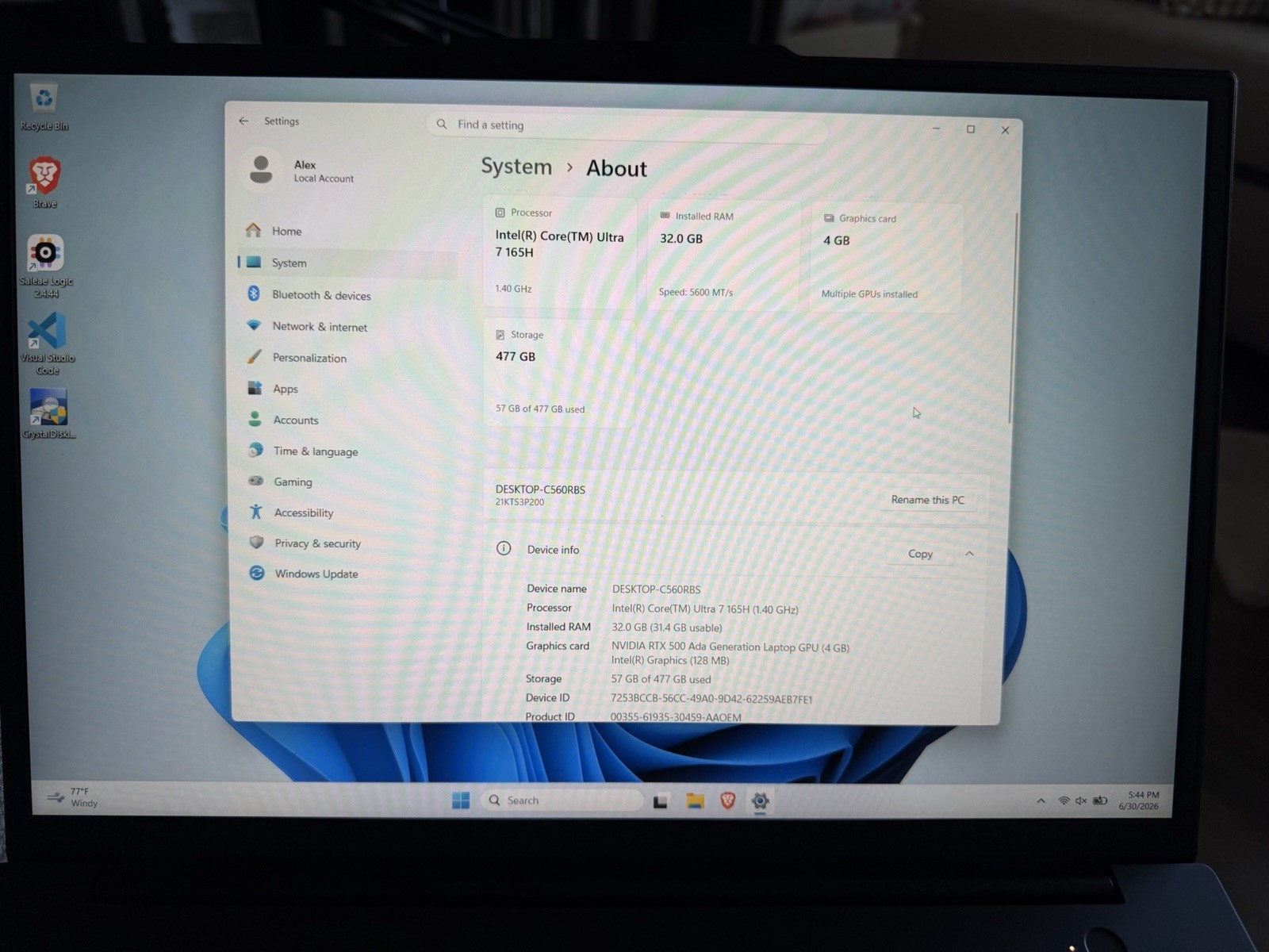 Lenovo ThinkPad P16s Gen3 Laptop – Intel Ultra 7 165 32GB DDR5 500GB RTX 500 Ada