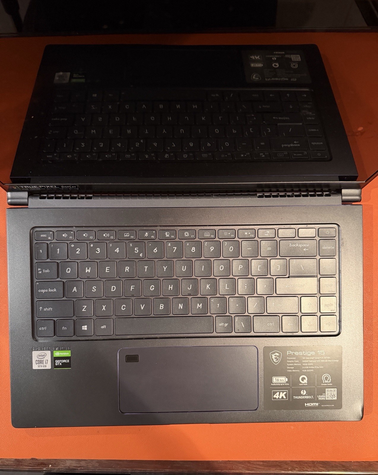 MSI Prestige 15 (4K SCREEN) Core I7 16GB RAM 512GB NVMe pCIe SSD GTX 1650