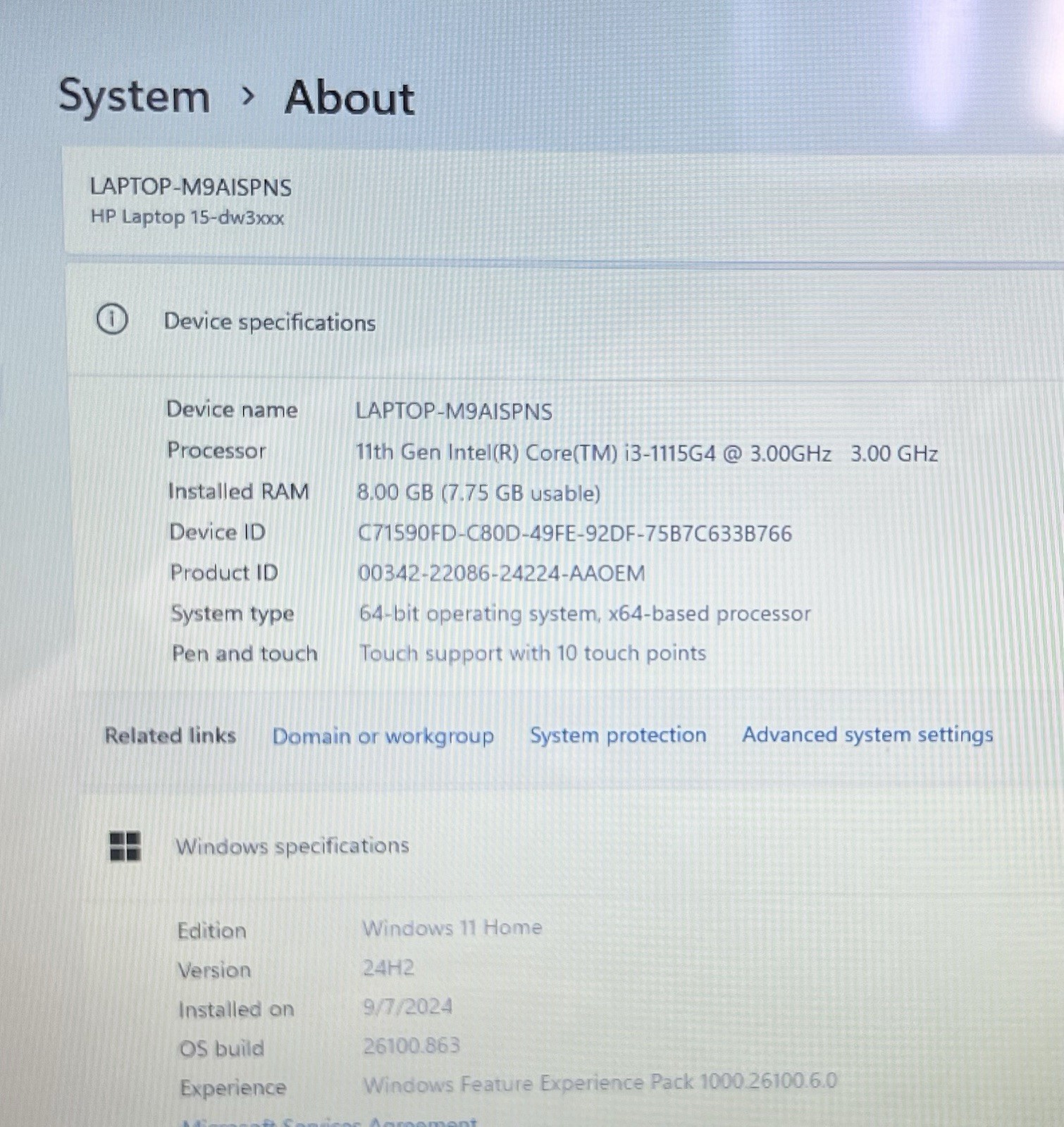 HP 15” Touchscreen Laptop Intel Core i5-1135G7 2.40GHz 8GB 1TB HDD 15-DW3015CL