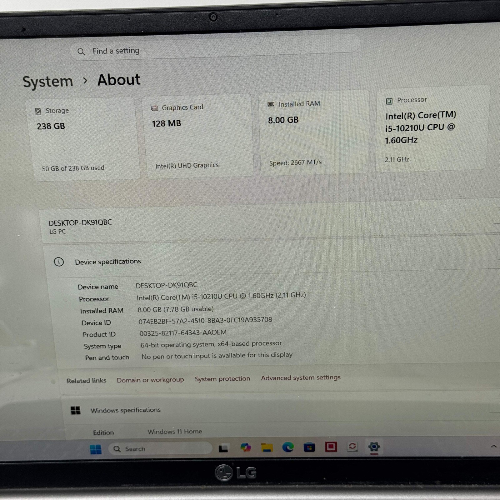 LG Gram 15Z995 15.6″ i5-10210U 1.6GHz 8GB RAM 256GB SSD