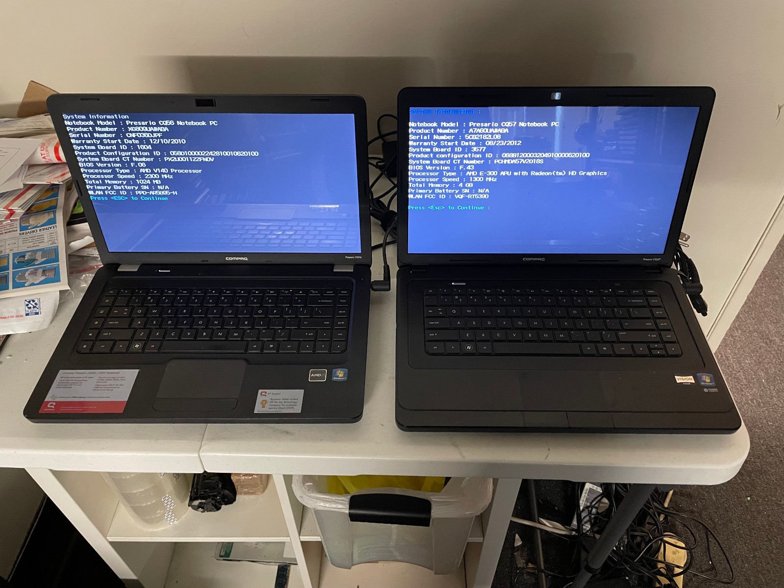 Lot of 2 COMPAQ Presario (1) CQ56 & (1) CQ57