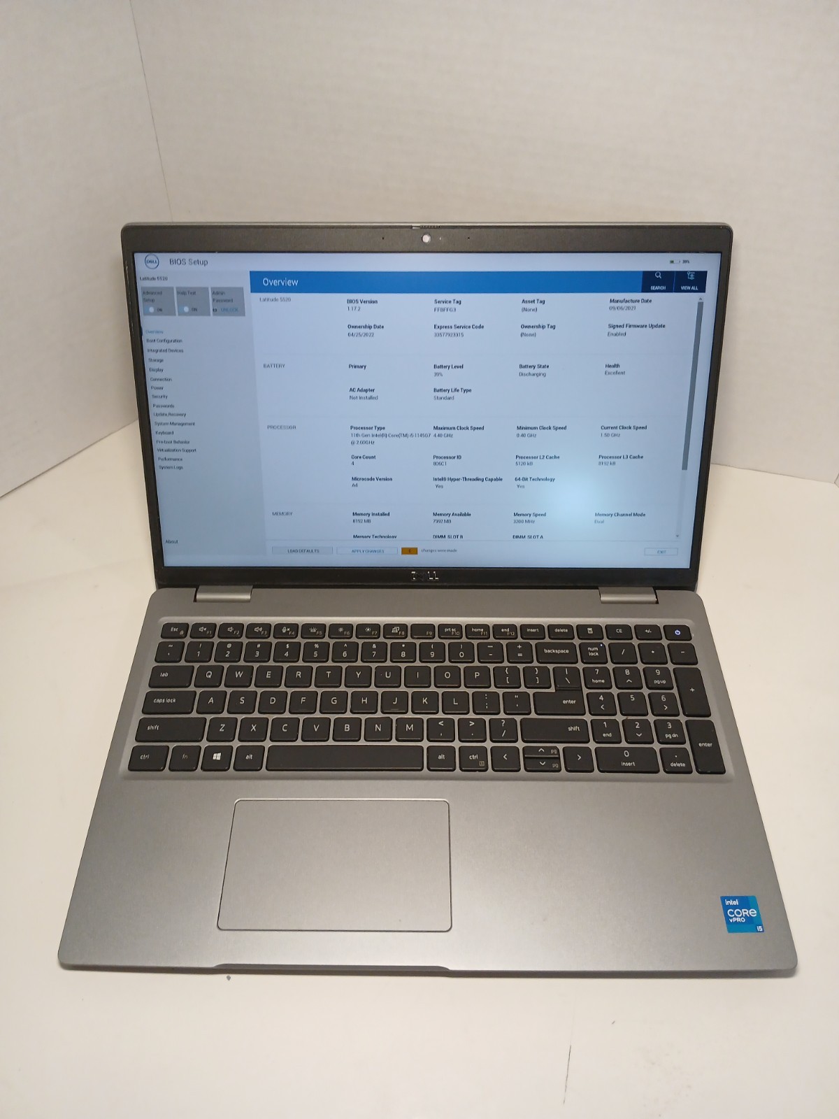 Dell Latitude 5520 15.6″ i5-1145G7 2.6GHz 8GB RAM NO SSD NO OS! BIOS PW! #97
