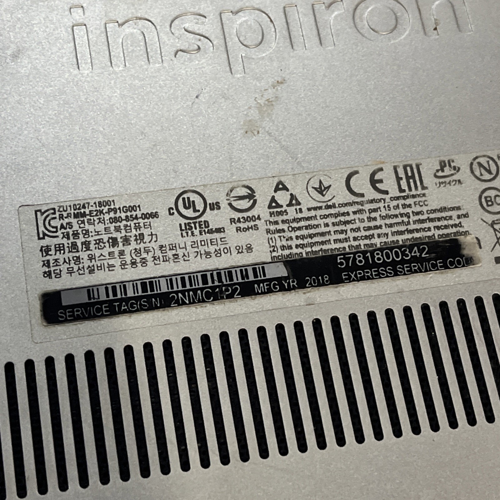 DELL INSPIRON 7370 INTEL CORE I5-8250U 1.60GHZ 8GB RAM NO HD