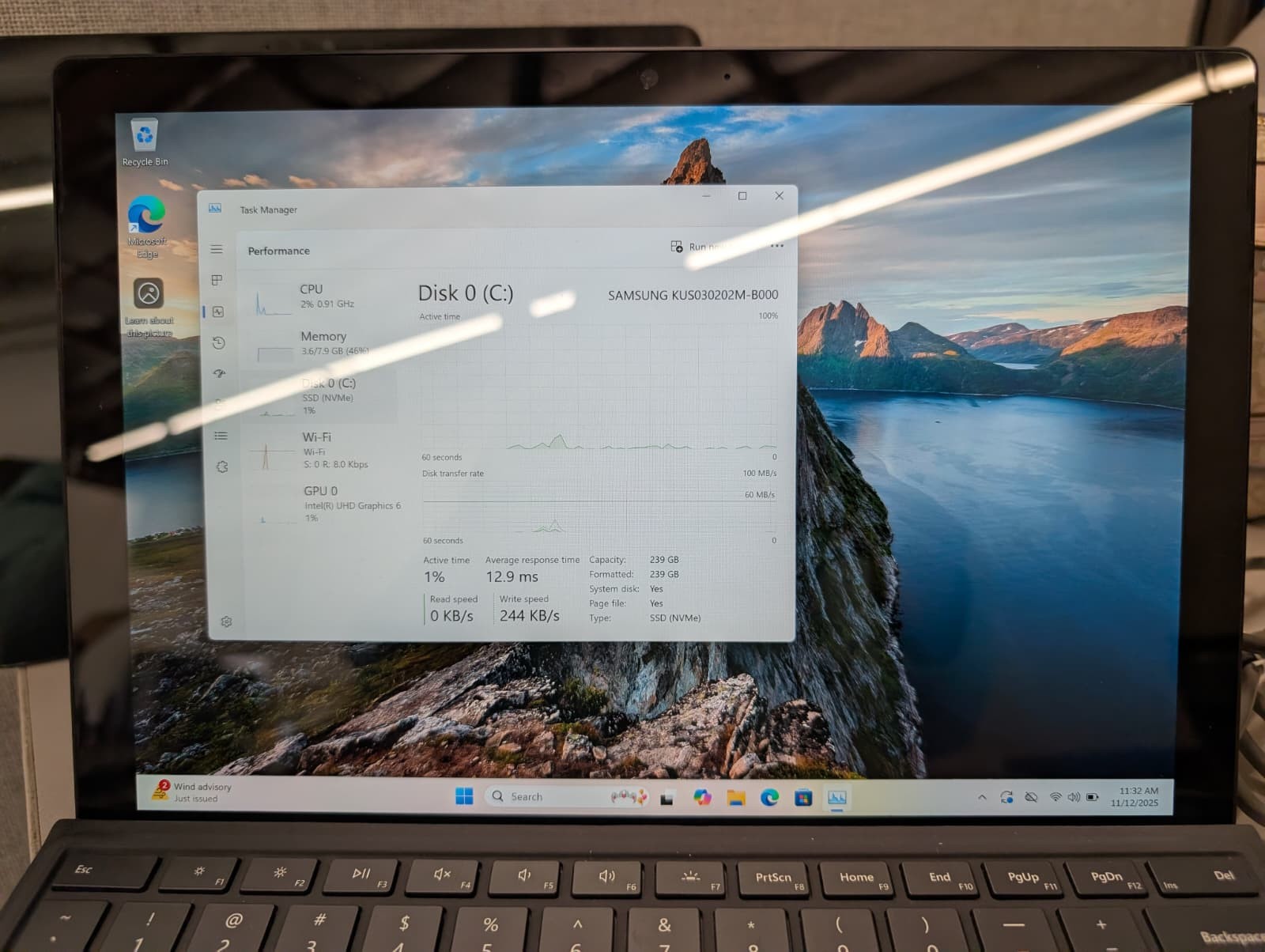 Microsoft Surface Pro 6 Core i7-8650U 1.90GHz 8GB RAM 256GB SSD Windows11 Pro-3