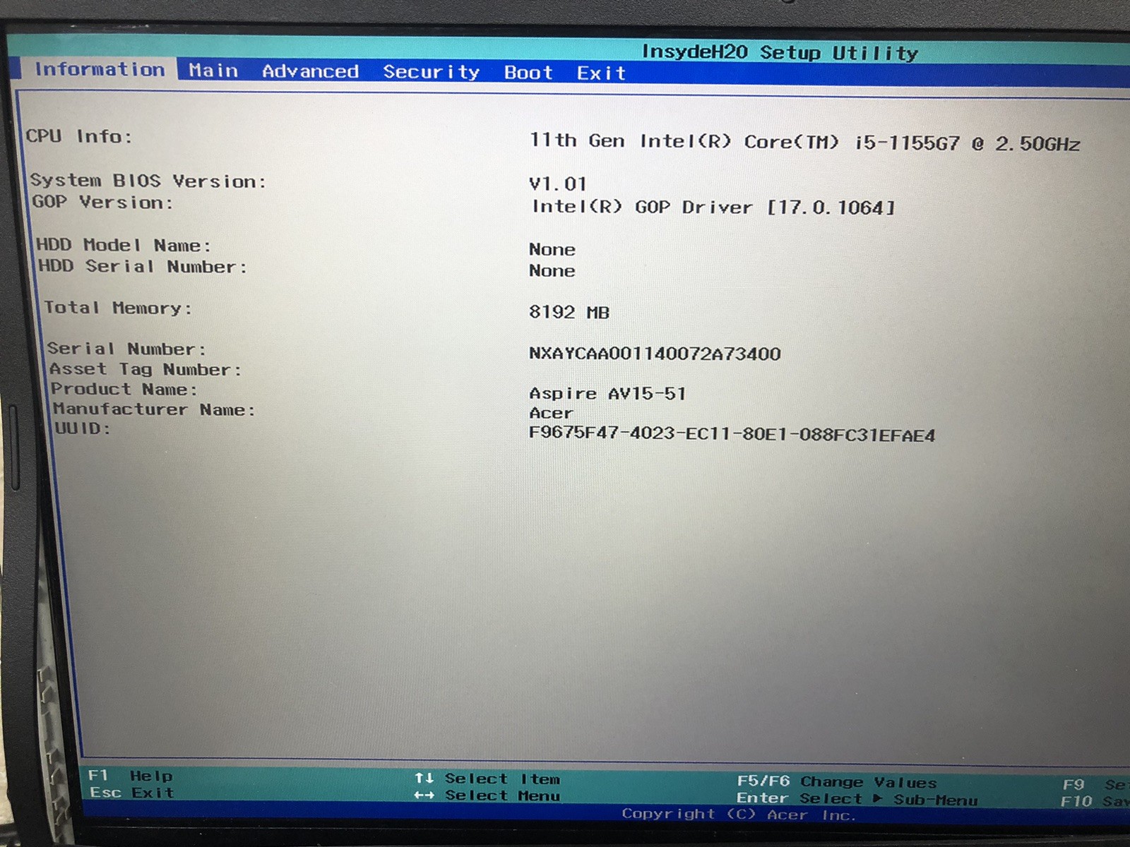 Aspire Vero AV15-51-5155 Green Laptop | i5-1155G7 | 8GB | NO SSD/OS *Bad Hindge*