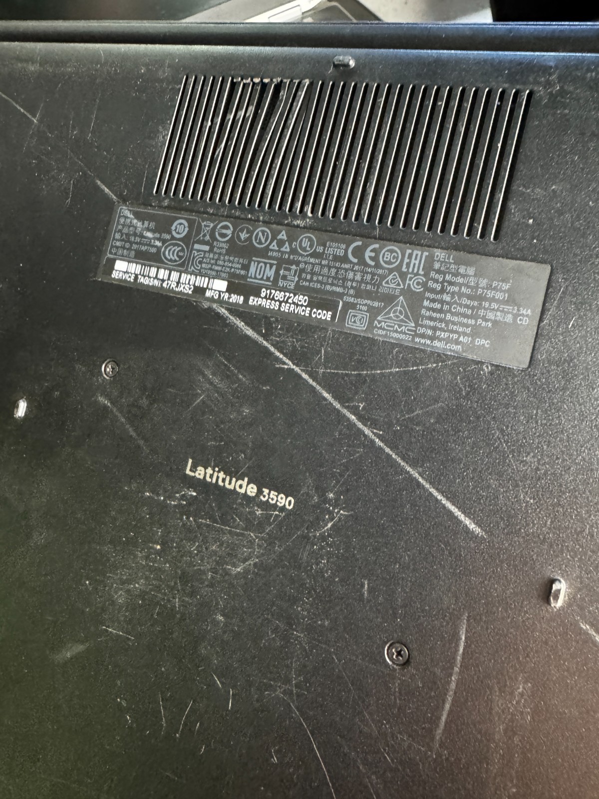 Dell Latitude 3590 Core I7 8th Gen Laptop For Parts/Repair #3032