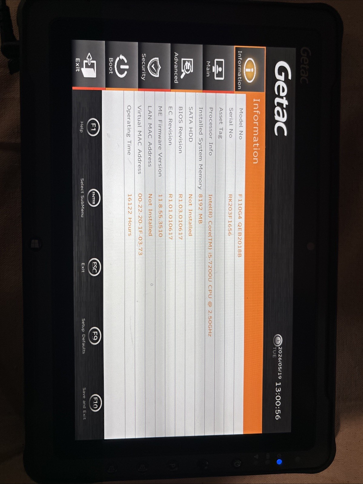 Getac F110 G3 11.6″ i5 2.5GHz 8GB, 256SSD, Win11Pro, w/charger