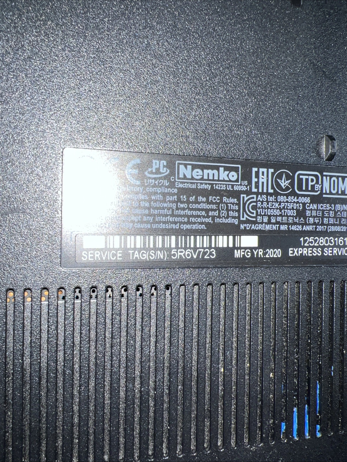 DELL INSPIRION 3593 INTEL CORE I3-1005G1 8GB RAM **NO HD/ NO CADDIE/ NO OS