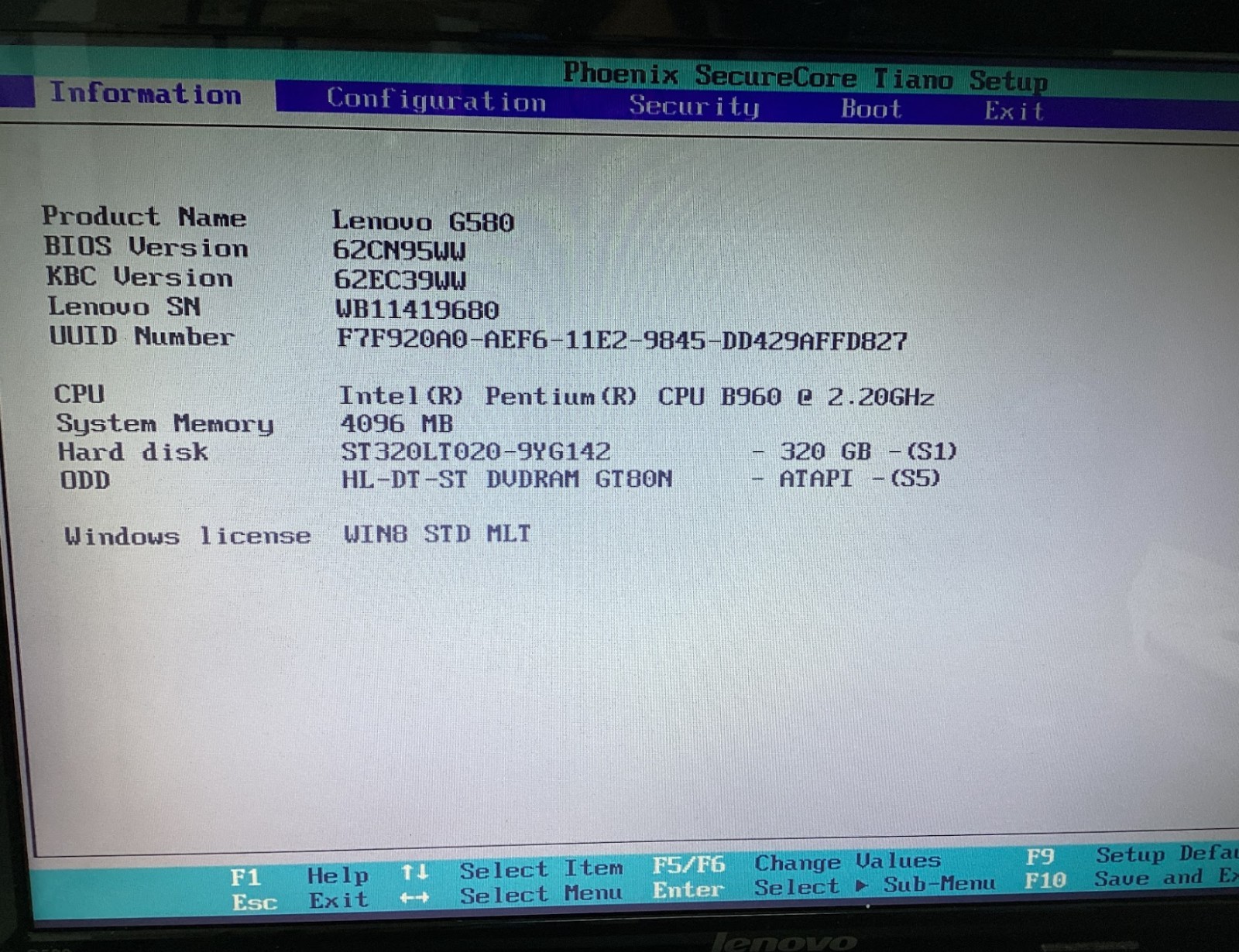 Lenovo Laptop Intel Pentium B960 4GB Memory 320GB HDD Intel HD Graphics 15.6″