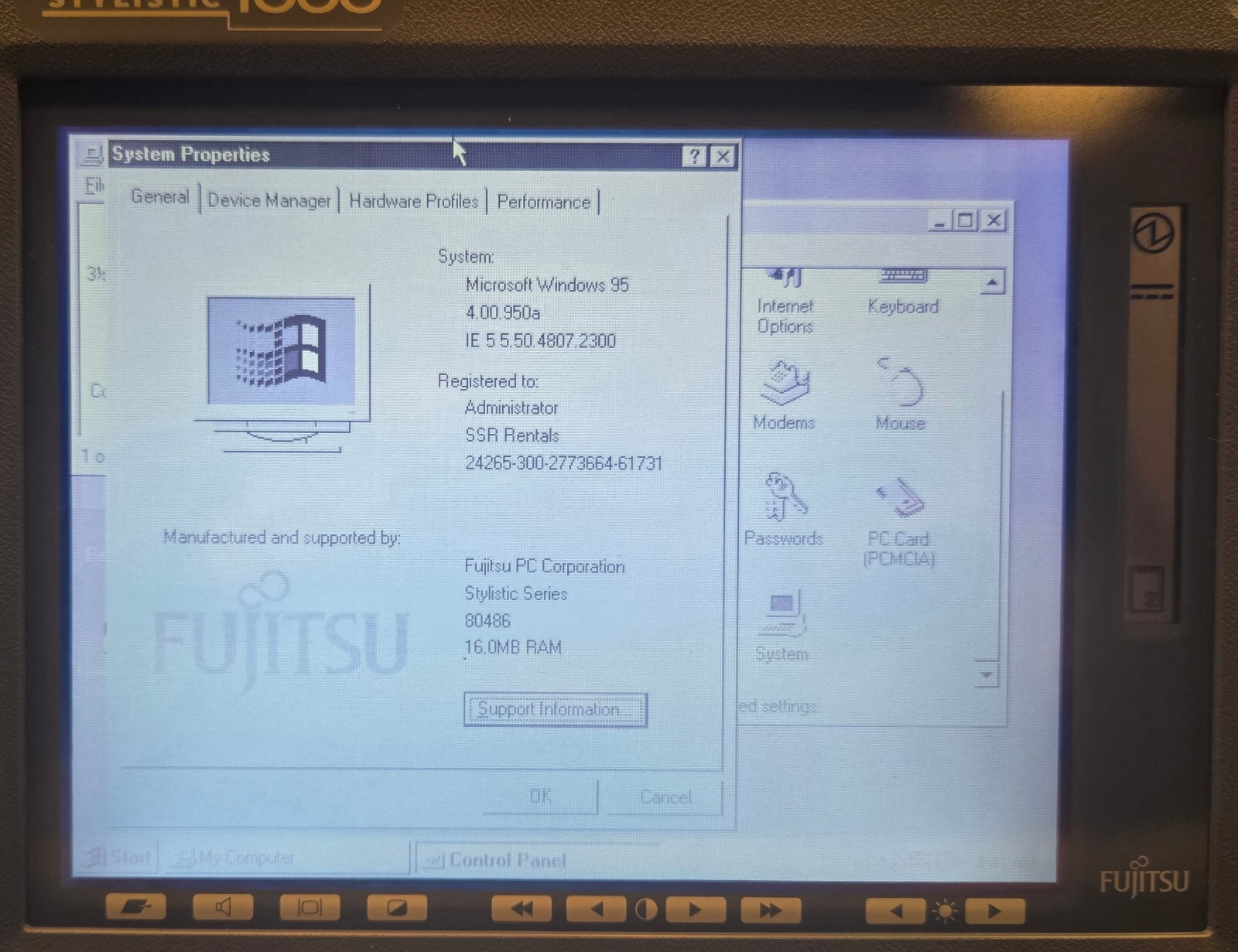 Vintage Fujitsu Stylistic 1000 Tablet (AMD Am486DX4 @ 100 MHz, 16 MB RAM, Win95)