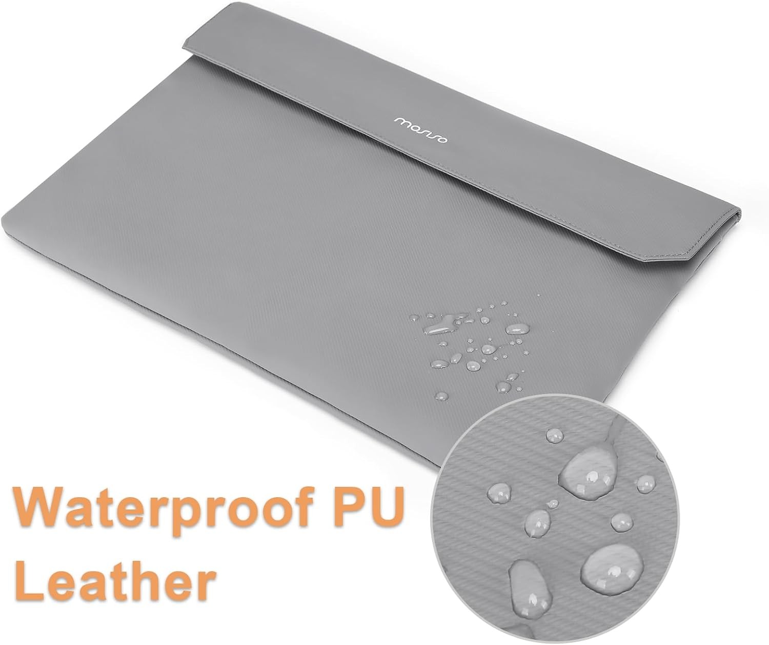 Gray PU Leather Sleeve Case for 15.6-16.1 inch Portable Monitor with Front Pocke