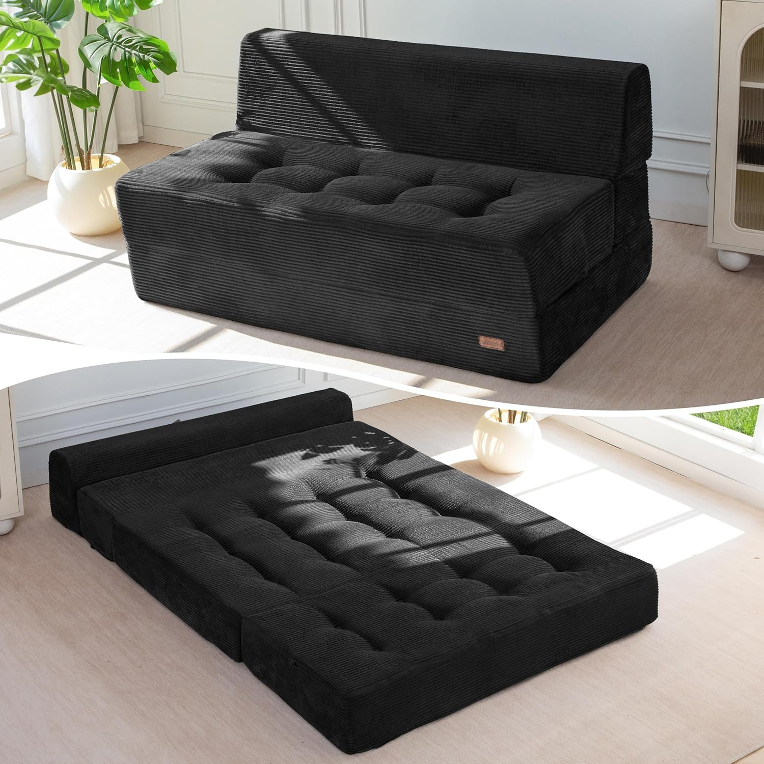8″ Folding Sofa Bed, Fold Out Chair Bed, Convertible Floor Sofa Couch, High-Dens