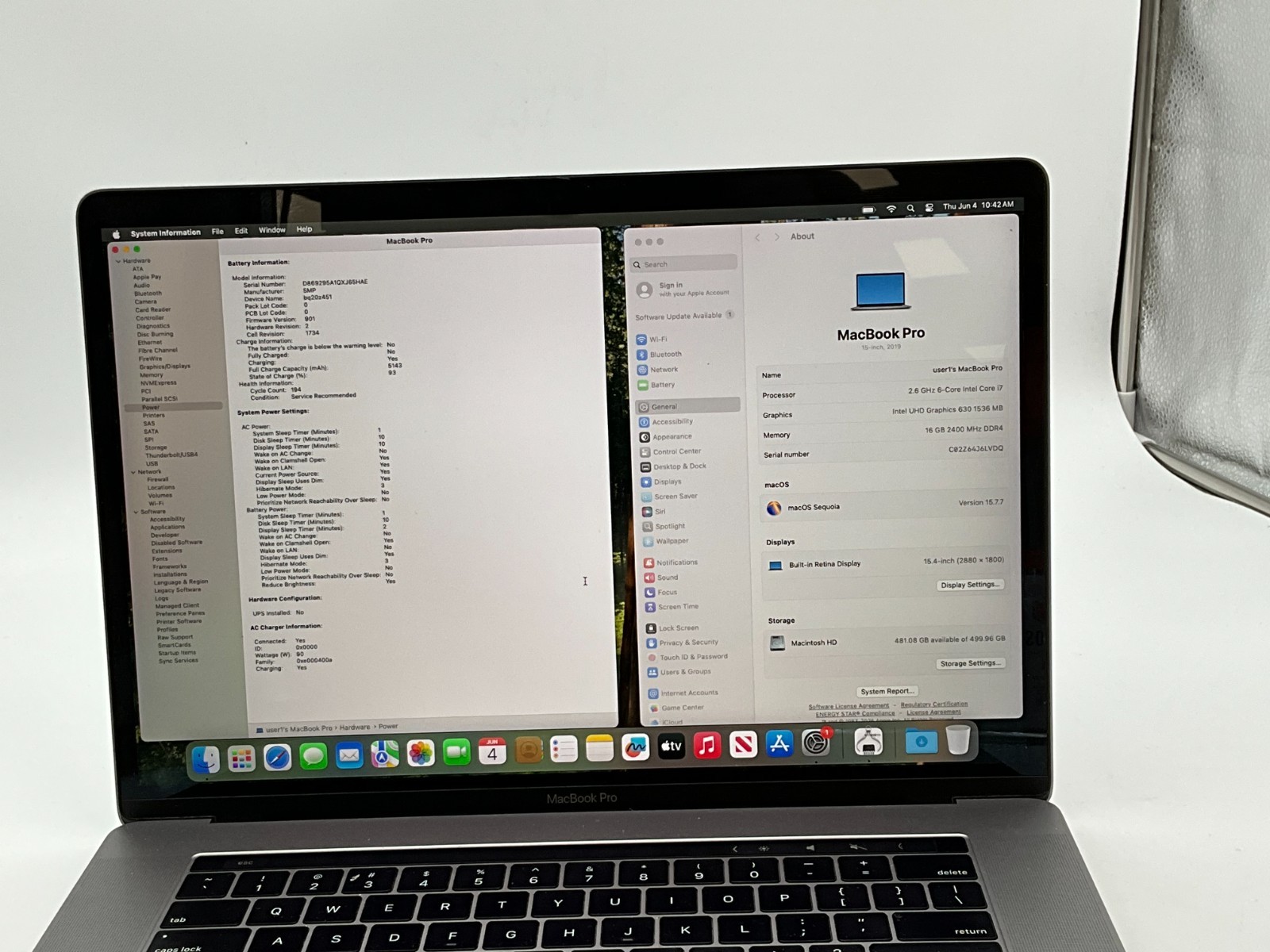 APPLE MacBook Pro 15 A1990 i7- 16GB 512GB SEQUOIA ^C02Z64J6LVDQ