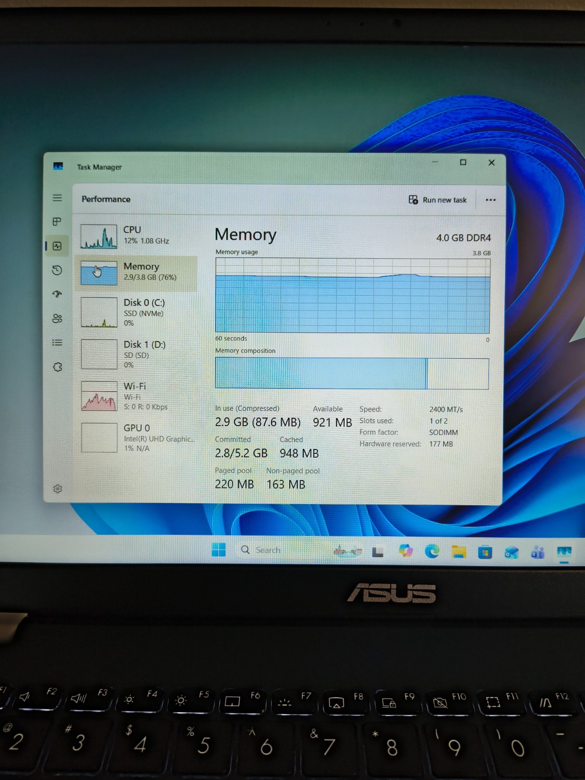 15.3″ ASUS L510M 4Core Pentium @1.1GHz 4GB 250GB NVMe SSD+128GB eMMC Wn11Hm BkLT