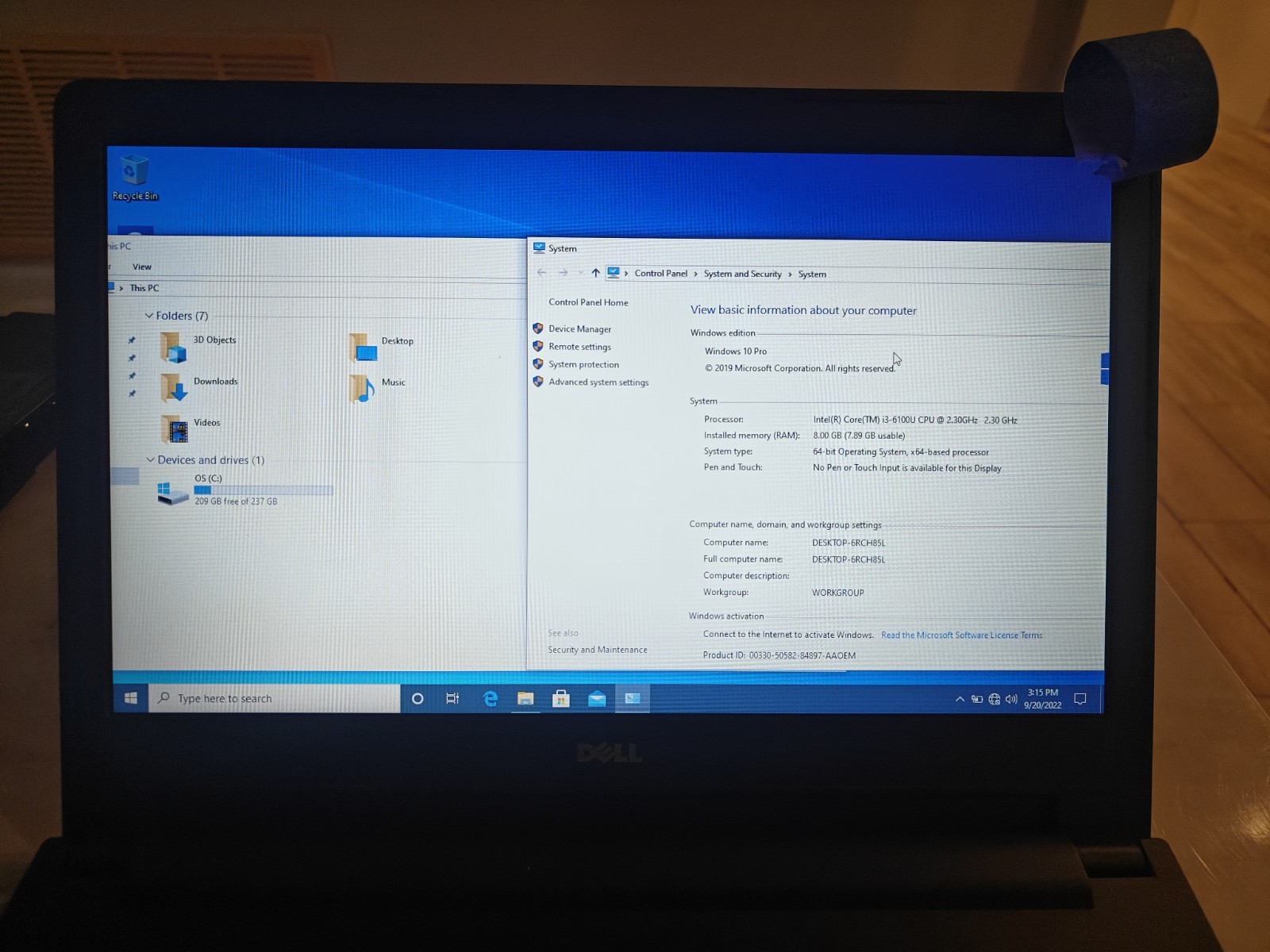 Dell Latitude 3470 14″ Laptop Intel i3-6100U 8GB RAM Win 11
