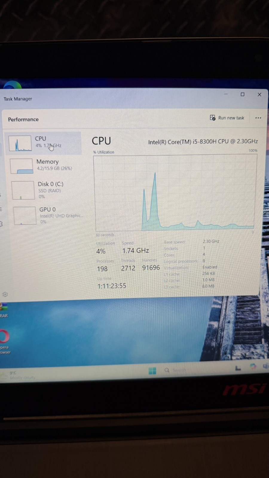 MSI GV62 8RD i5-8300H 2.3ghz 16gb ram 1tb ssd