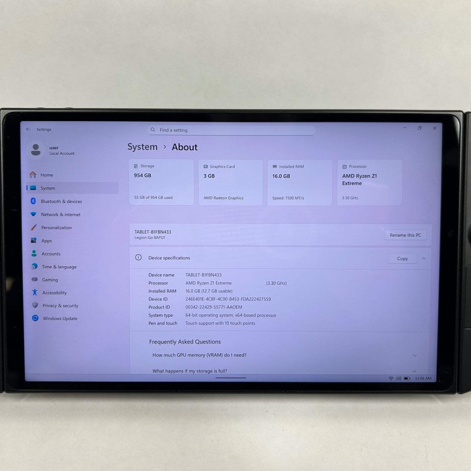 Lenovo Legion Go 8.8″ AMD Ryzen Z1 Extreme 16GB RAM 1TB Shadow Black 83E1001YUS
