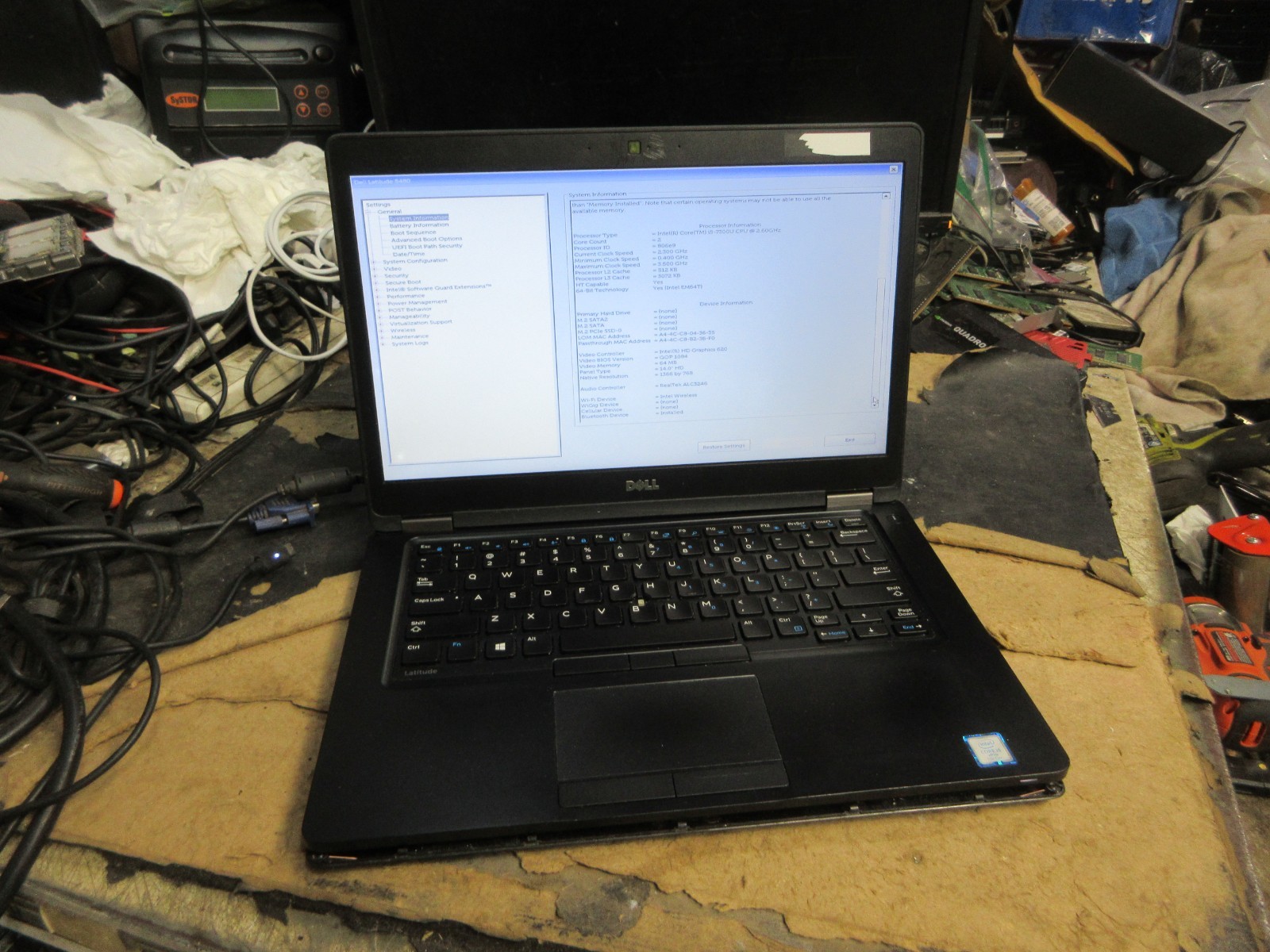 Dell Latitude 5480 14″ LAPTOP I5-7300U 2.6GHZ GOOD BATT WIFI NO OS