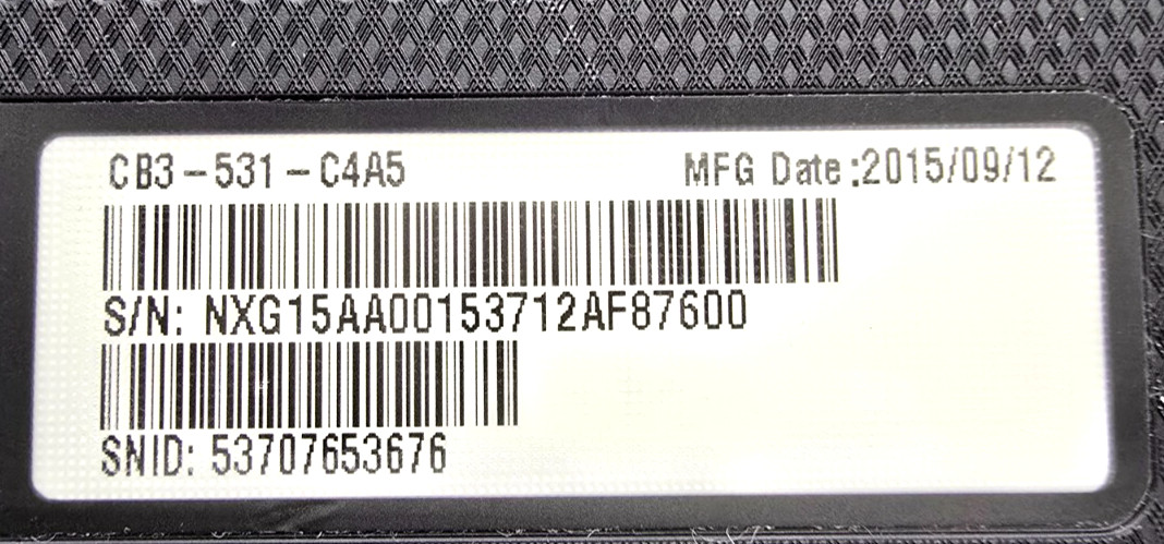 Acer CB3-531 15.6″ Chromebook, No Charger