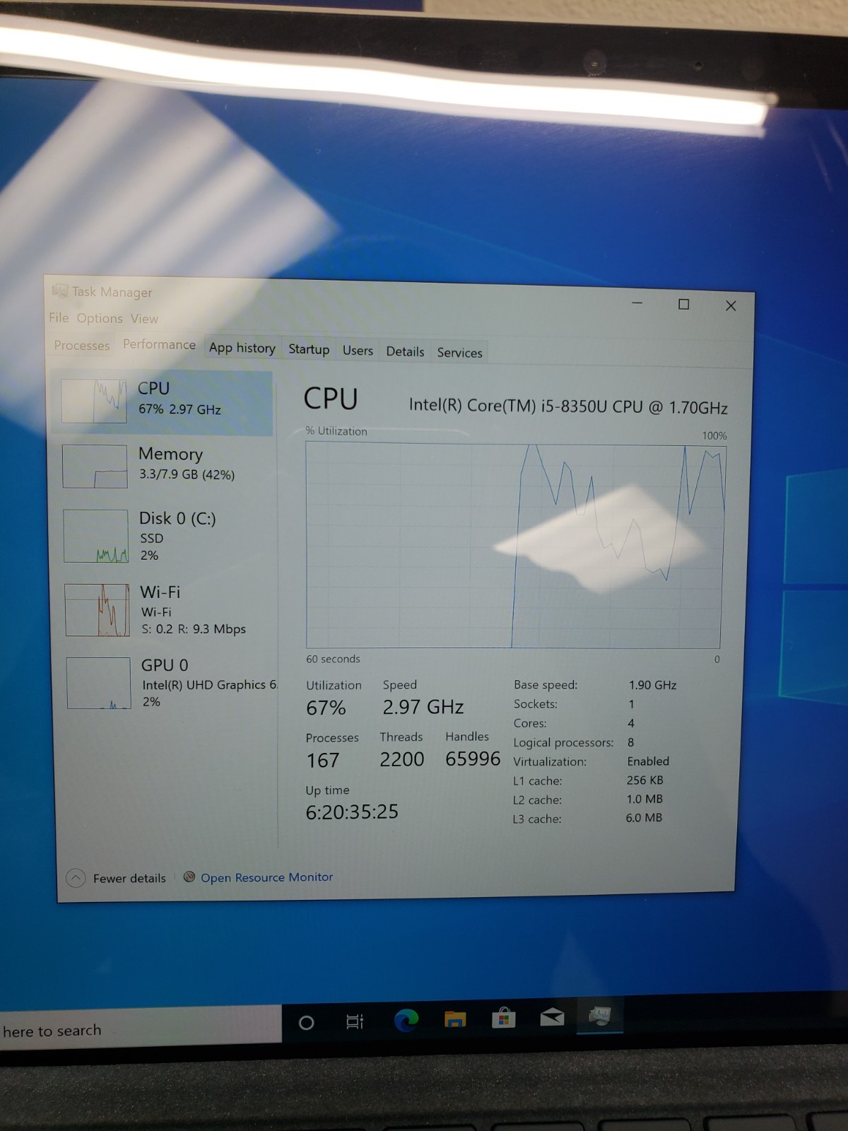 Microsoft Surface Pro 6 1796 Core i5-8350U @1.70GHz |8GB RAM |256GB SSD *No AC
