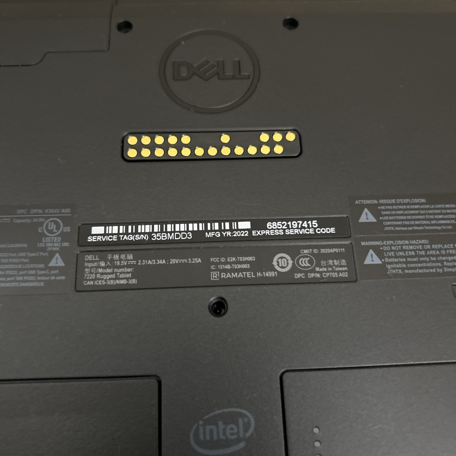 DELL Latitude 7220 Rugged Extreme Tablet Window 11