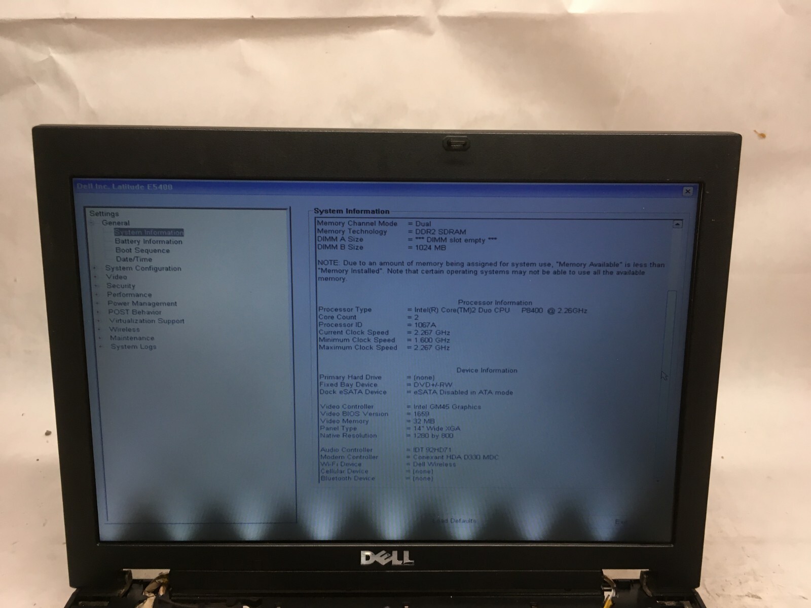 Dell Latitude E5400 14″ [AS IS] Intel Core 2 Duo P8400 @ 2.26 GHz – JZ