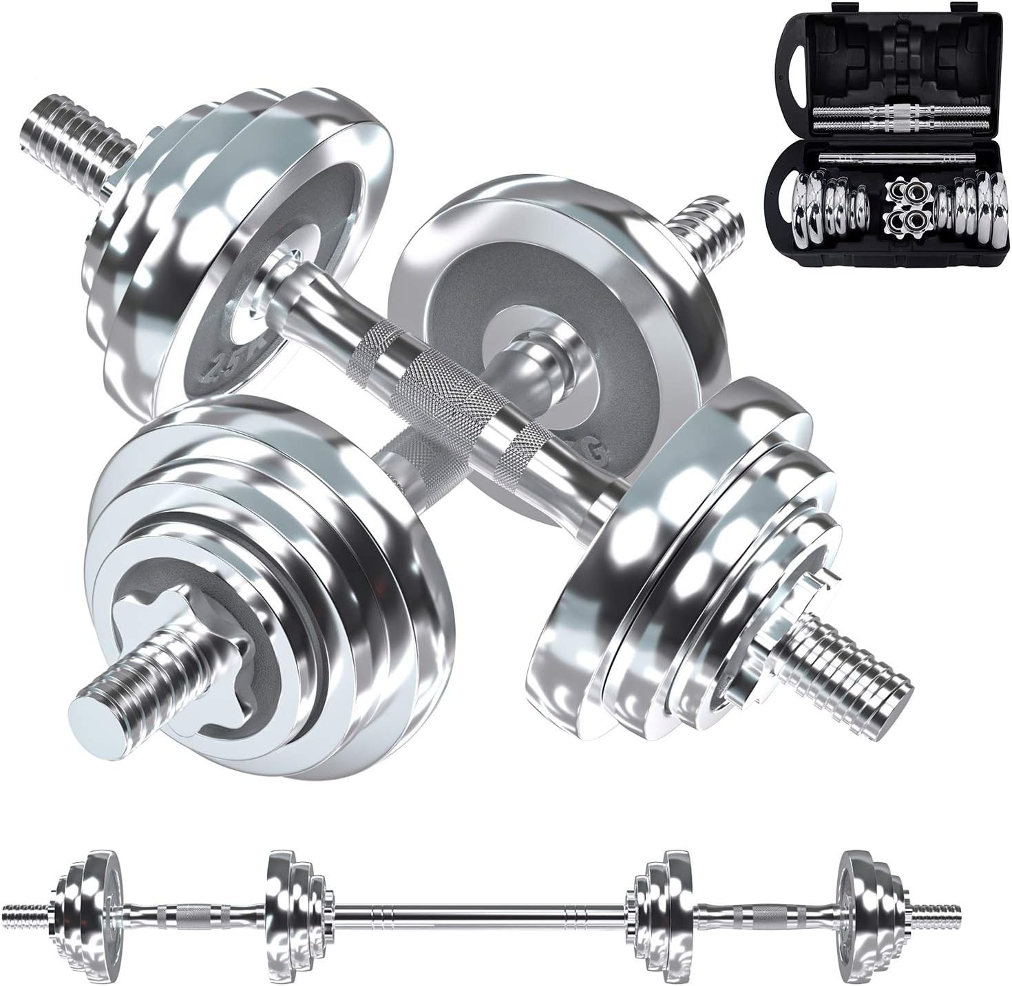 Fitness Dumbbells Set, Adjustable Weight Sets up to 11/22/44/66/100 Lbs, with Me