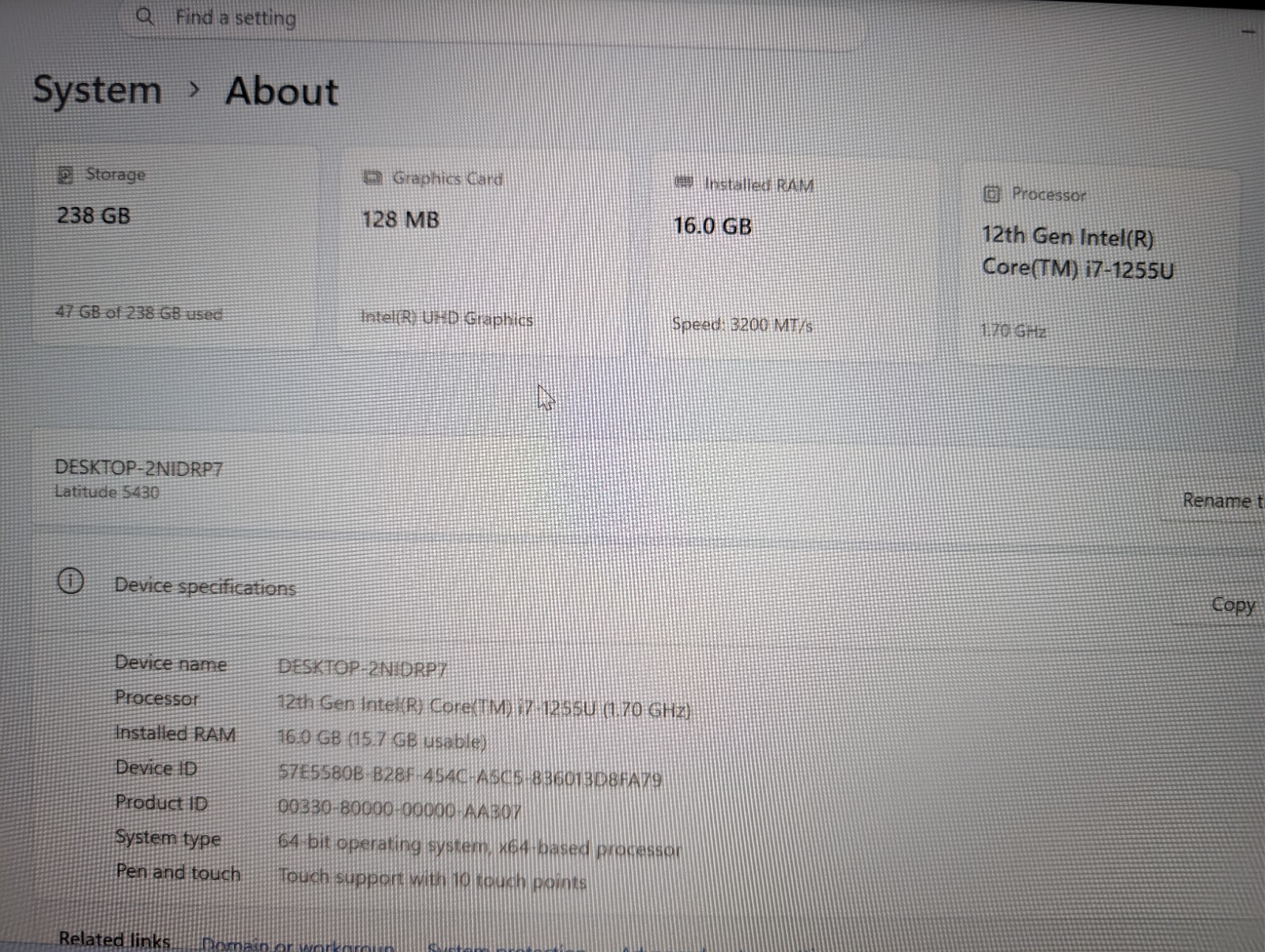 Dell Latitude 5430 TouchScreen | i7 12th 16GB RAM 256GB SSD | Backlit Win 11 Pro