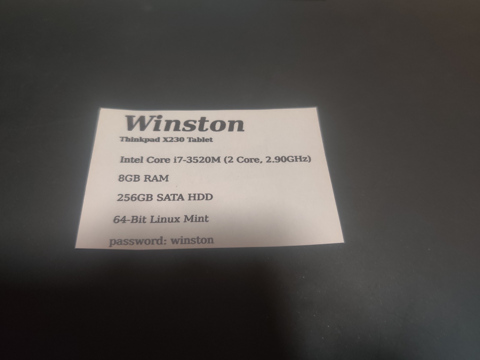 Thinkpad X230 Tablet, Core i7 (2 Core, 2.90GHz), 8GB RAM, 256GB HDD, Linux Mint
