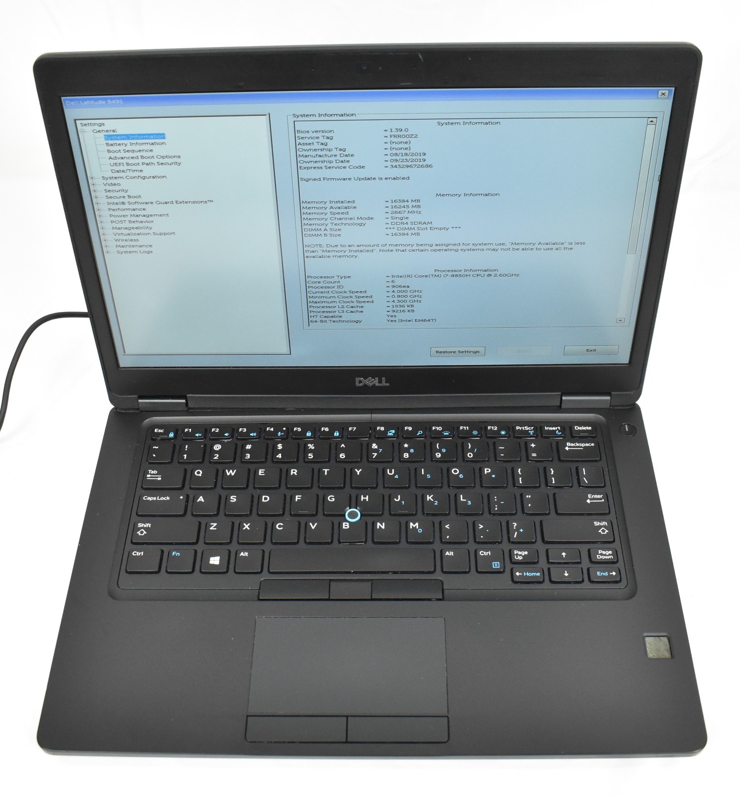 Dell Latitude 5491 Laptop i7-8850H 2.6GHz 16GB 256GB SSD No OS Parts or Repair